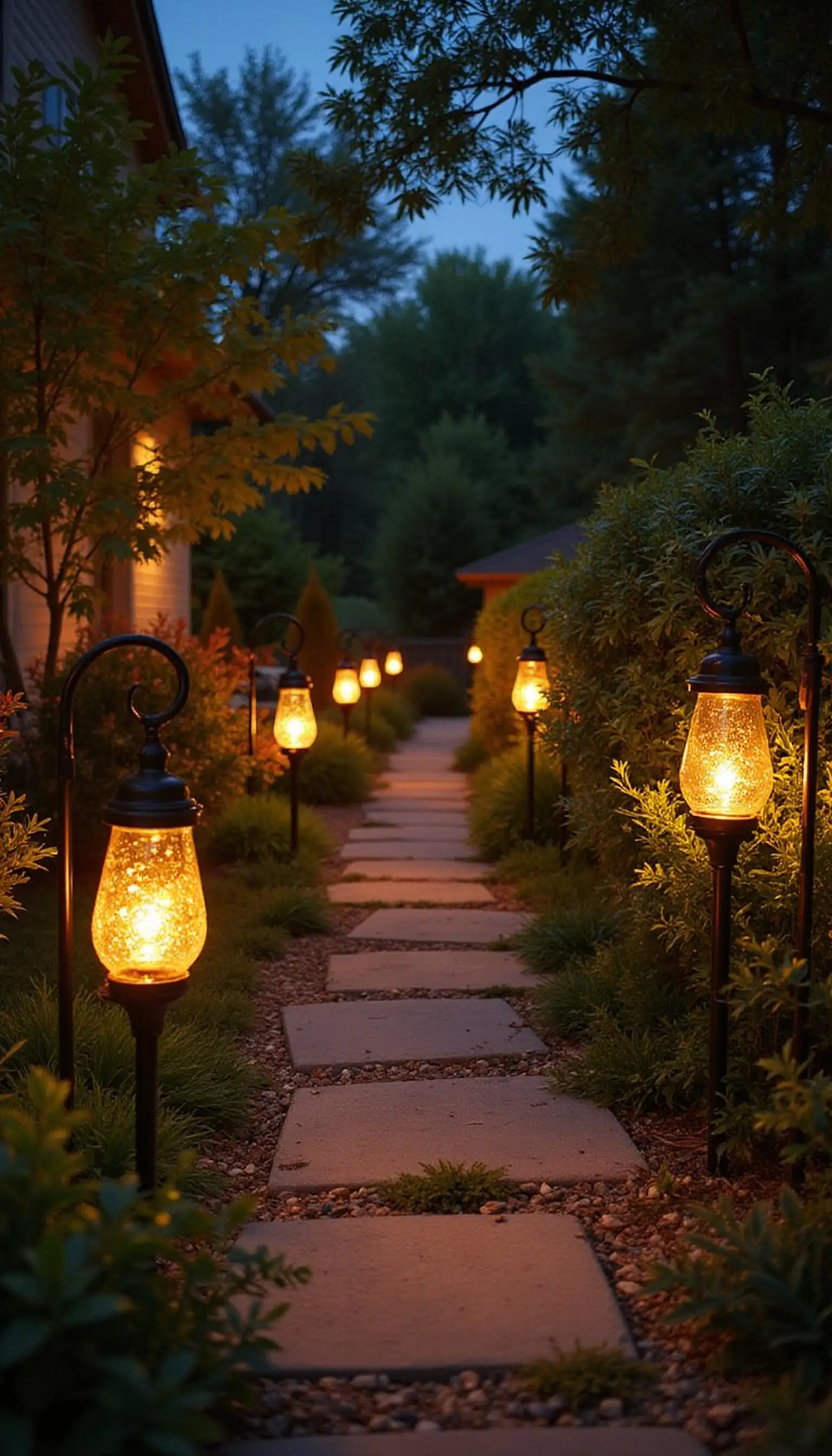 Lantern-lit garden pathway idea