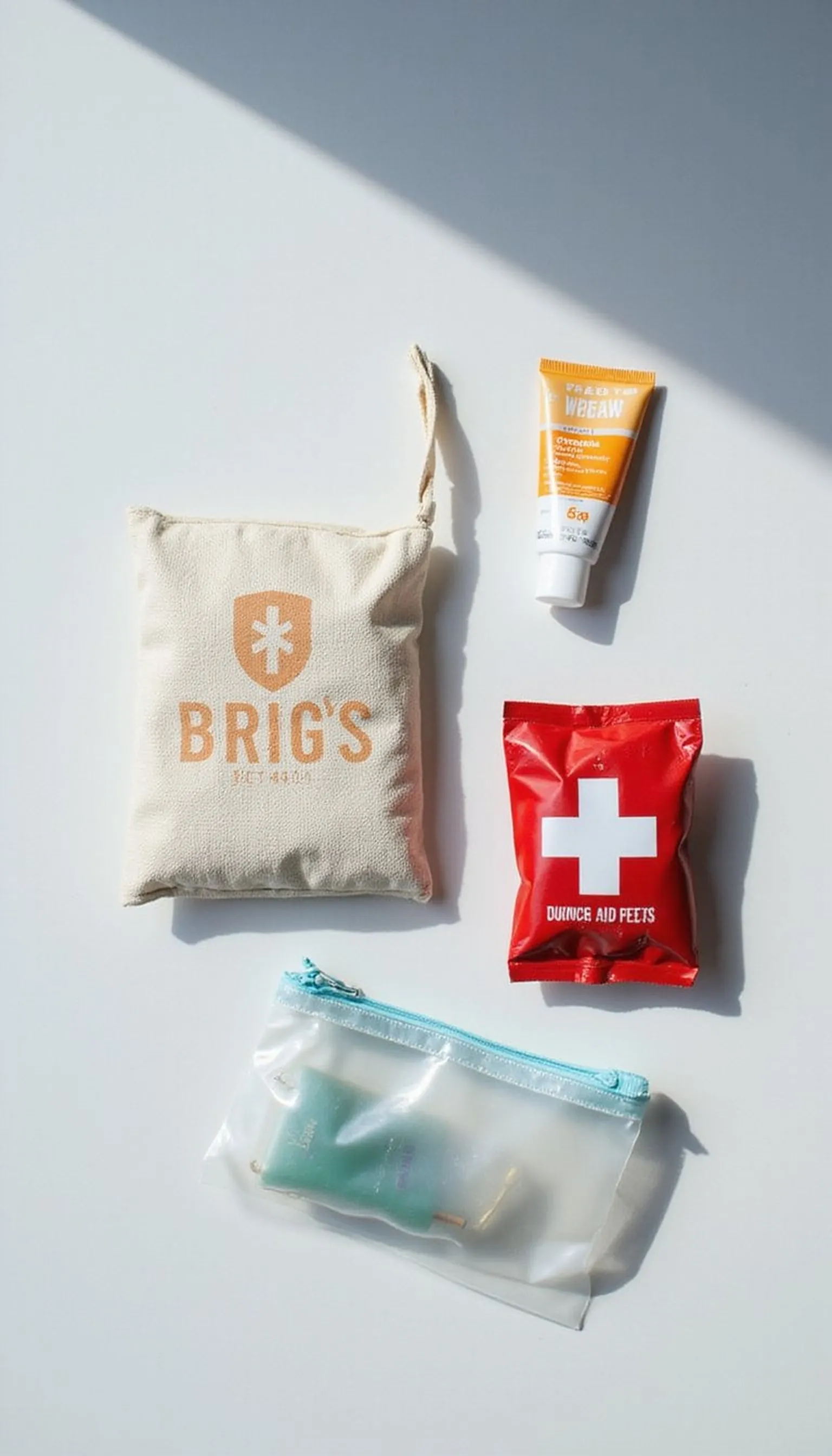 Mini first-aid and sun care kit for summer trips