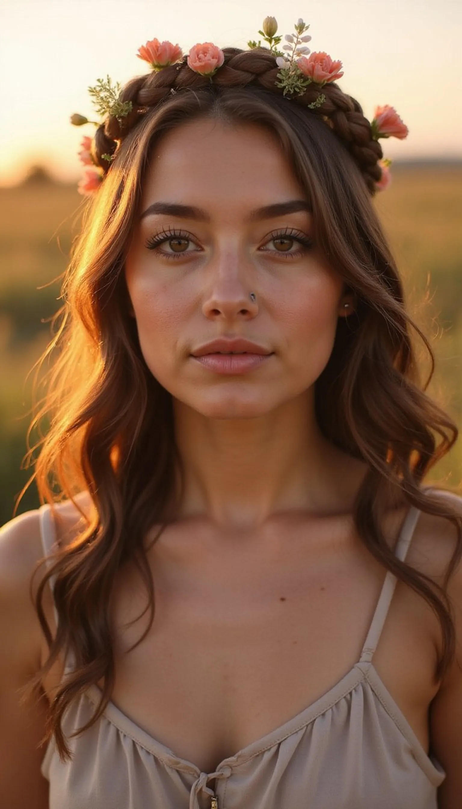 Braided Crown Adorned With Tiny Flower Pins
