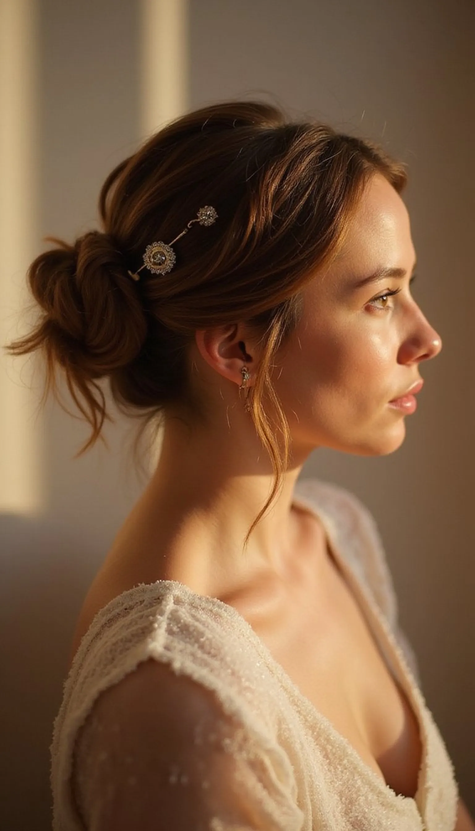 Loose Romantic Chignon Pinned At The Nape