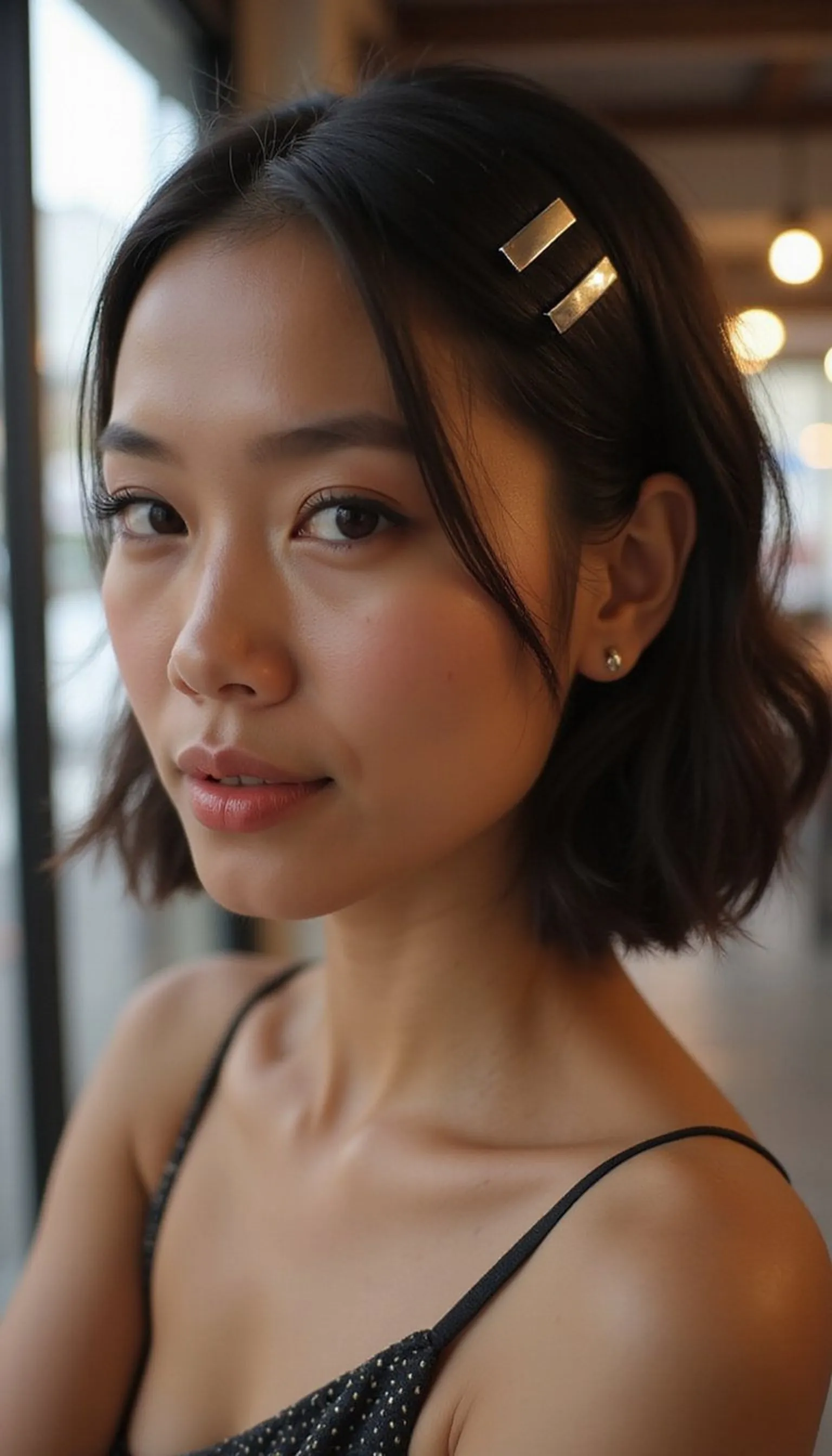 Minimal Sleek Bob Pinned With Metal Side Clip