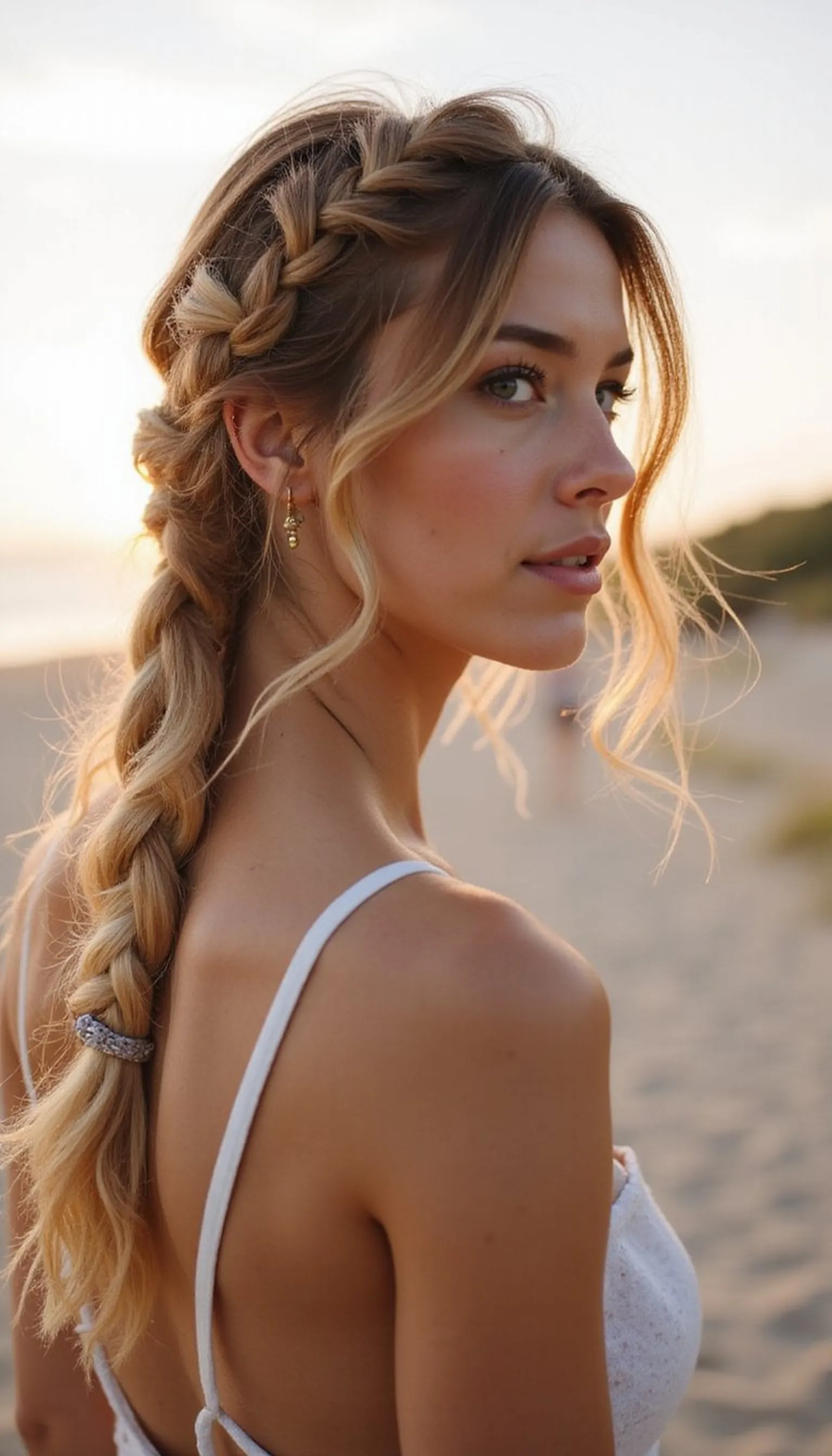 Quick Messy Beach Braid Secured With Clear Elastic