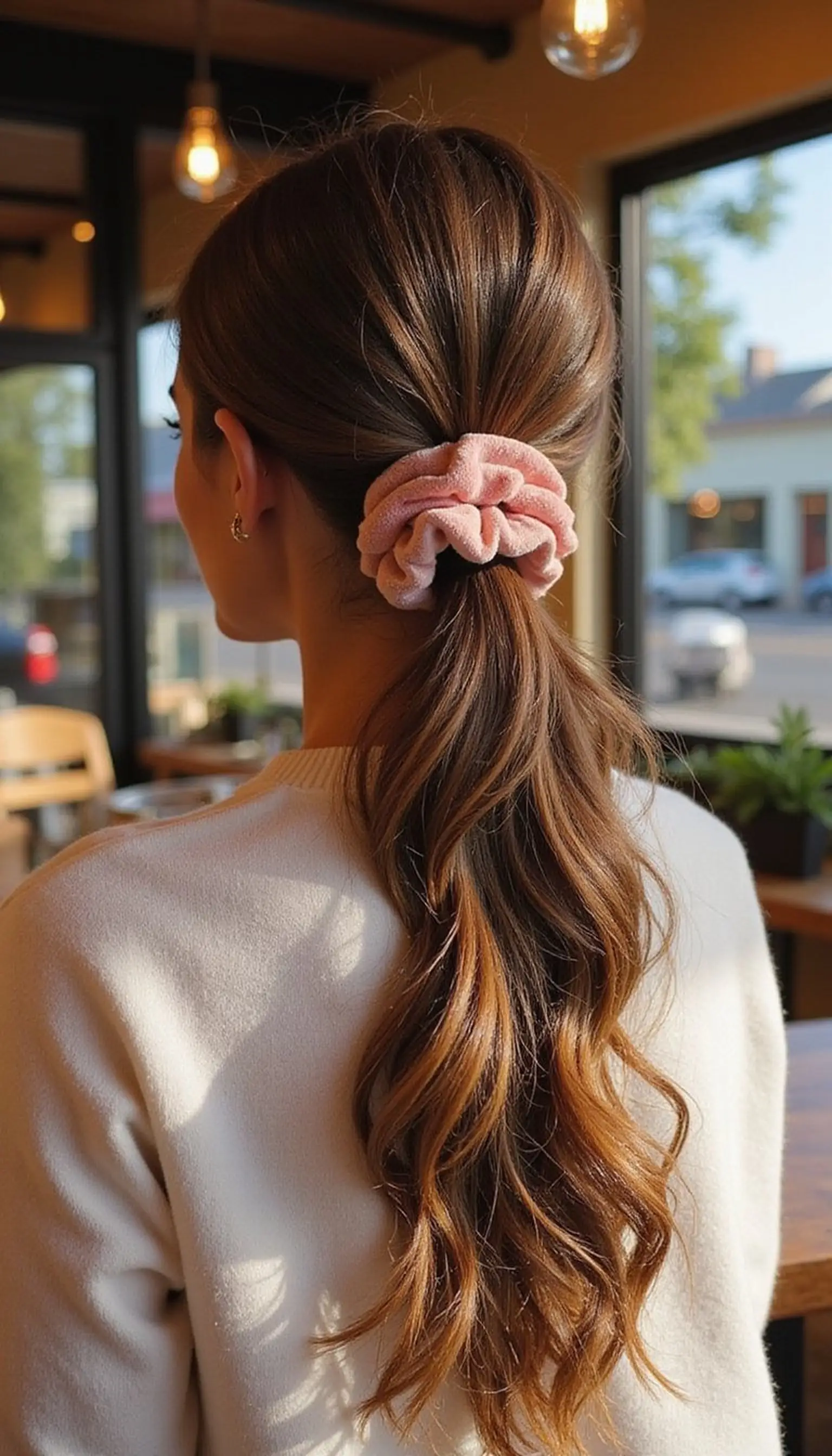 Textured Low Ponytail With Velvet Scrunchie