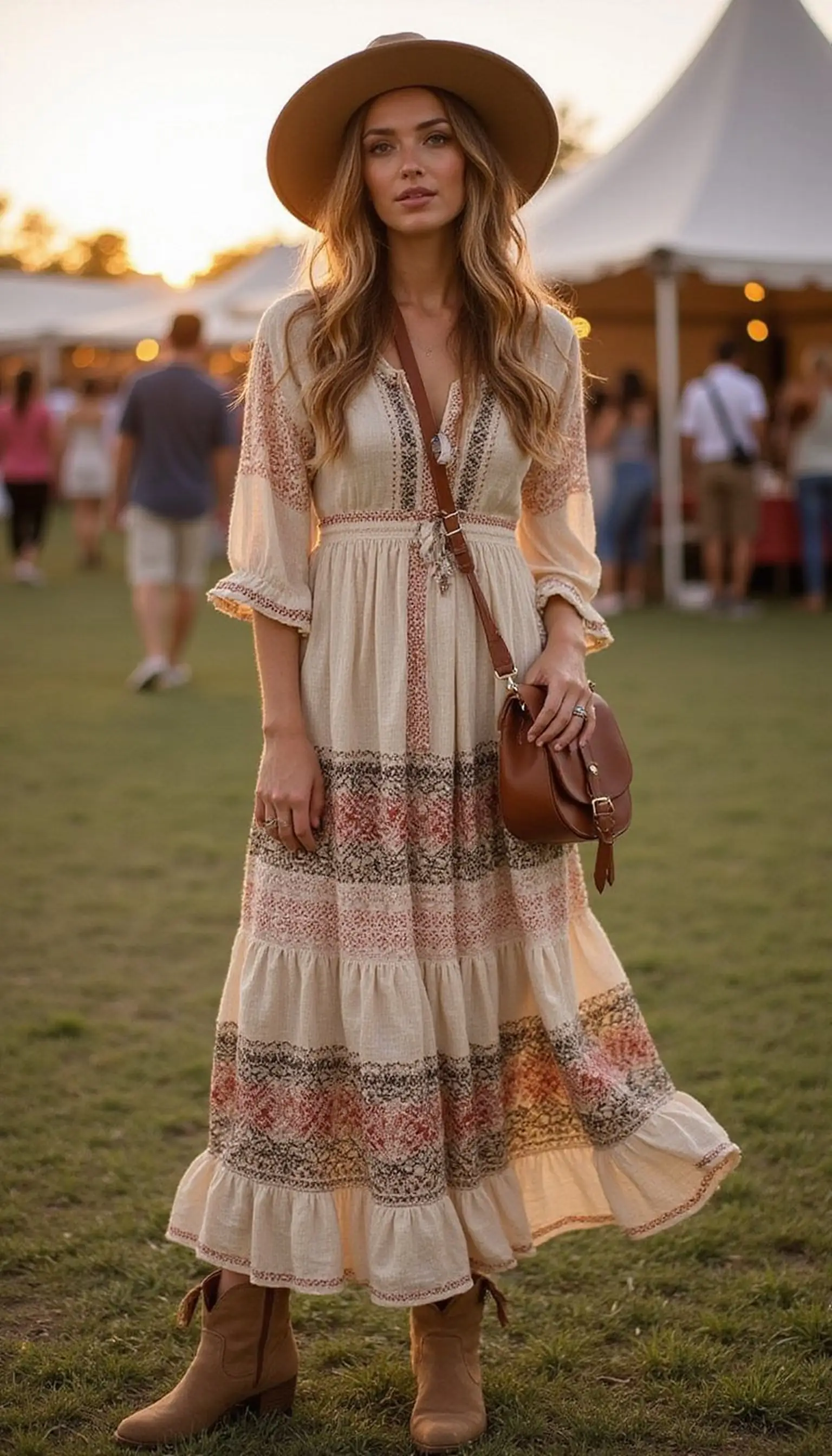 Boho Maxi with Wide Brim Hat for Sunset Sets