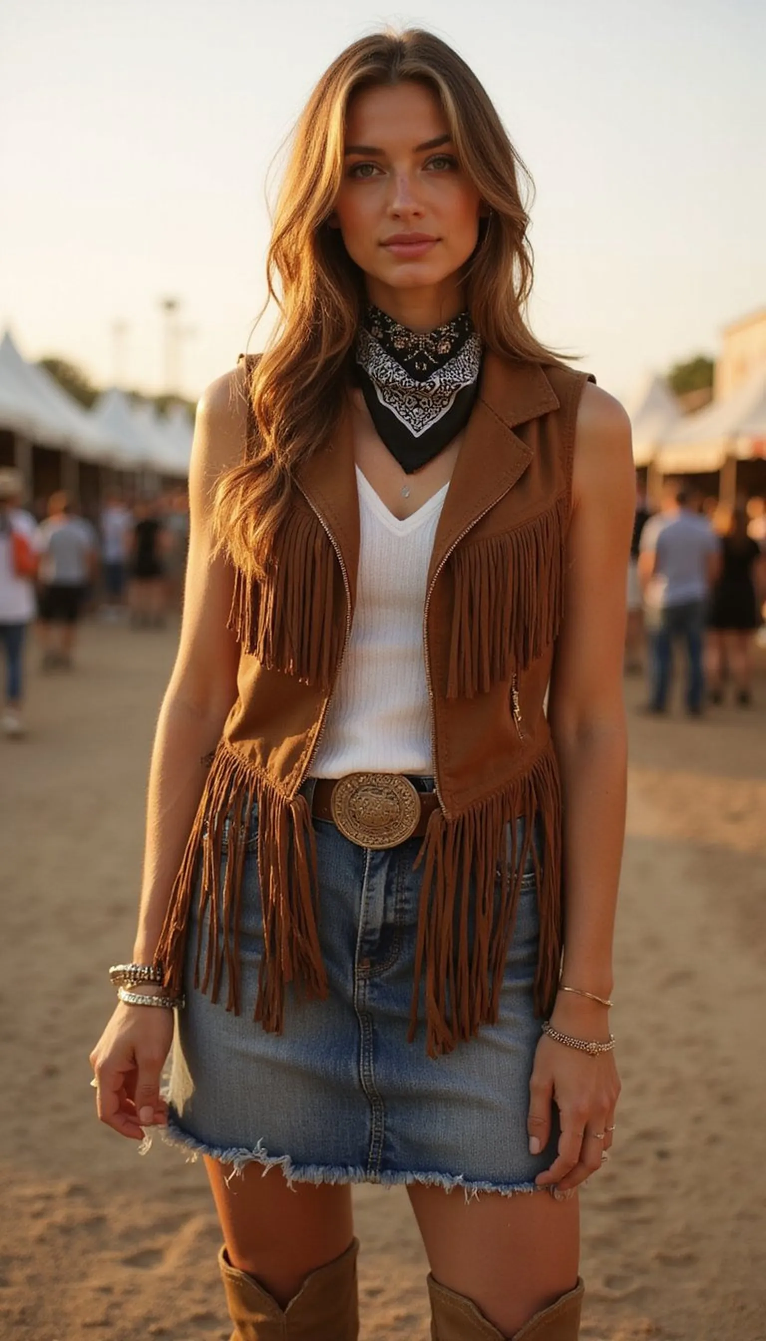 Cowgirl Vibes: Fringe Vest and Cowboy Boots