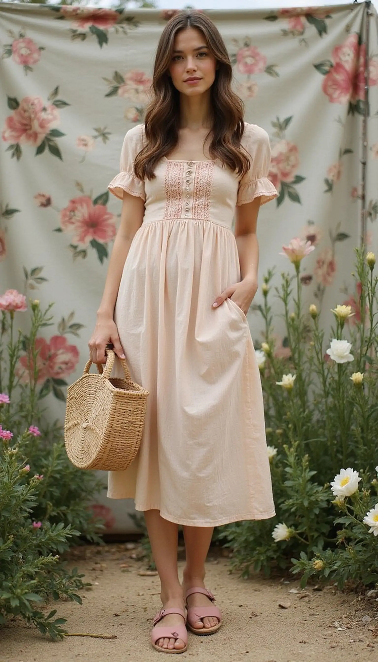 Pastel Cottagecore Dress and Mary Janes (Cute Vibes)