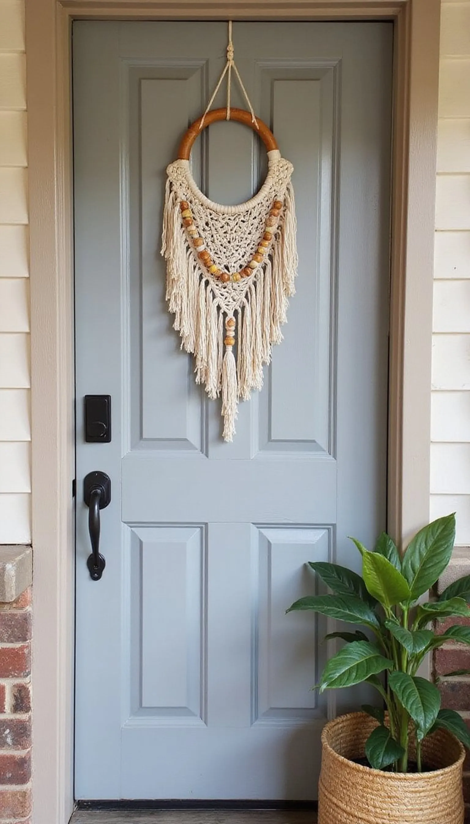 Boho macramé wreath with playful tassels