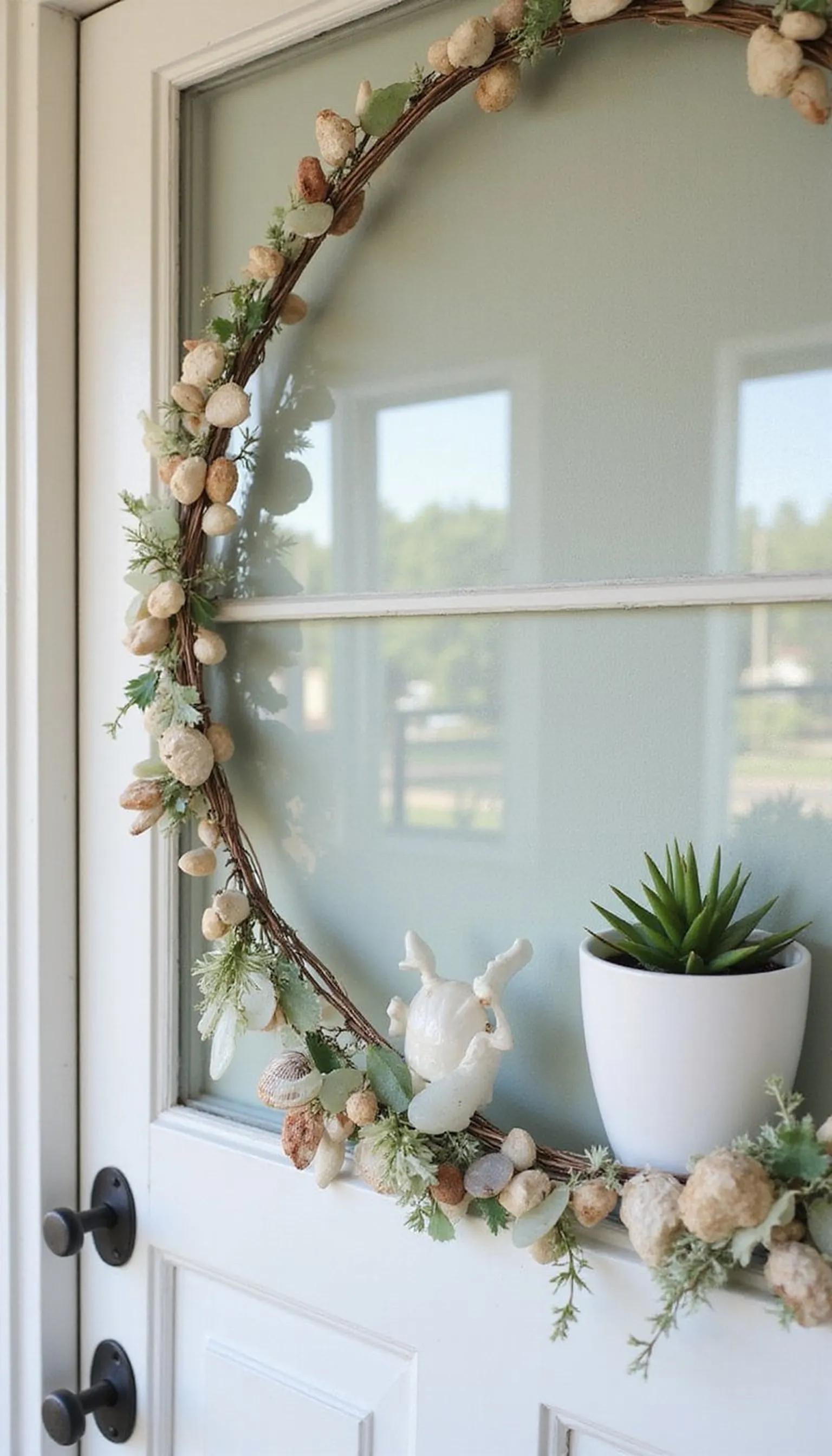Sea glass and shells for a luminous display