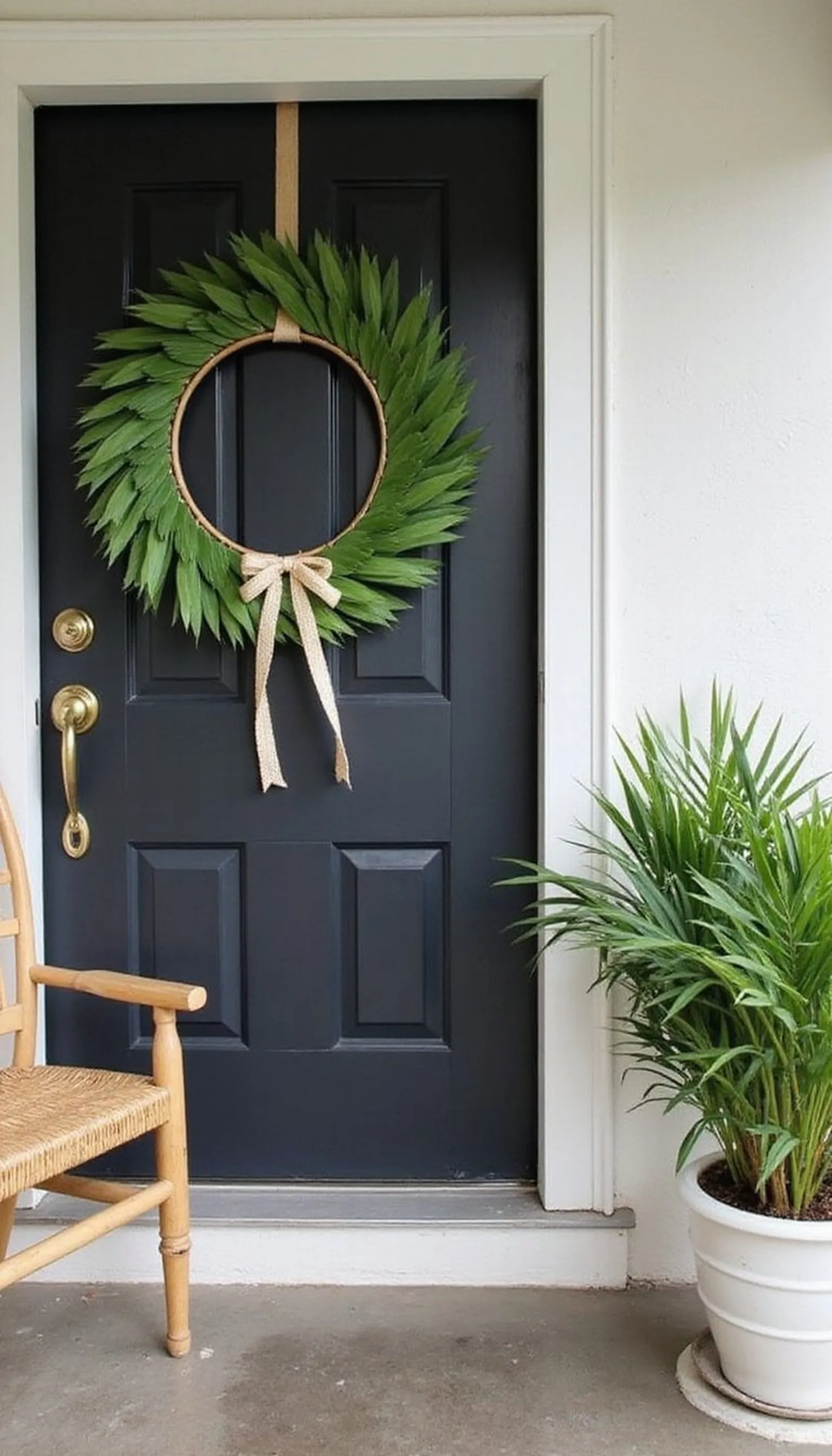 Tropical palm leaf wreath for vacation vibes