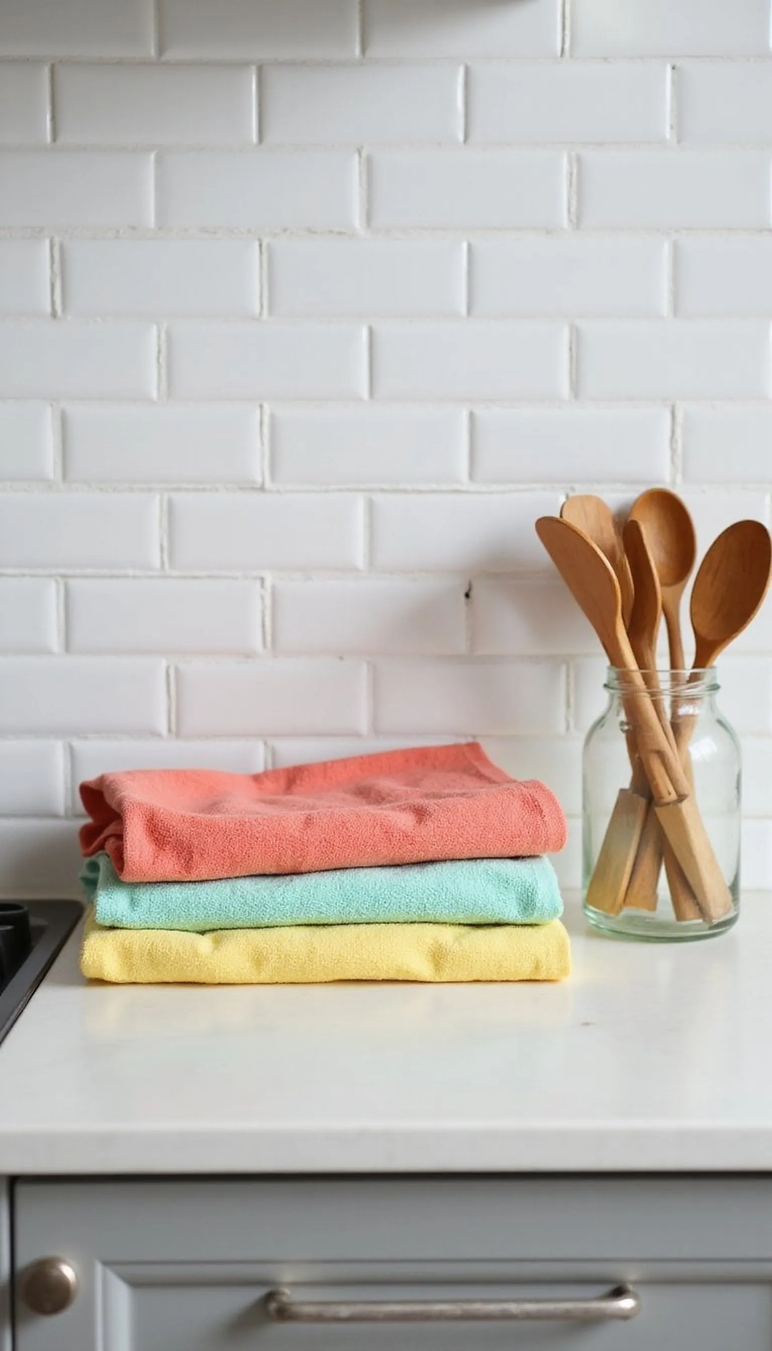 Color-blocked tea towel and jar combo