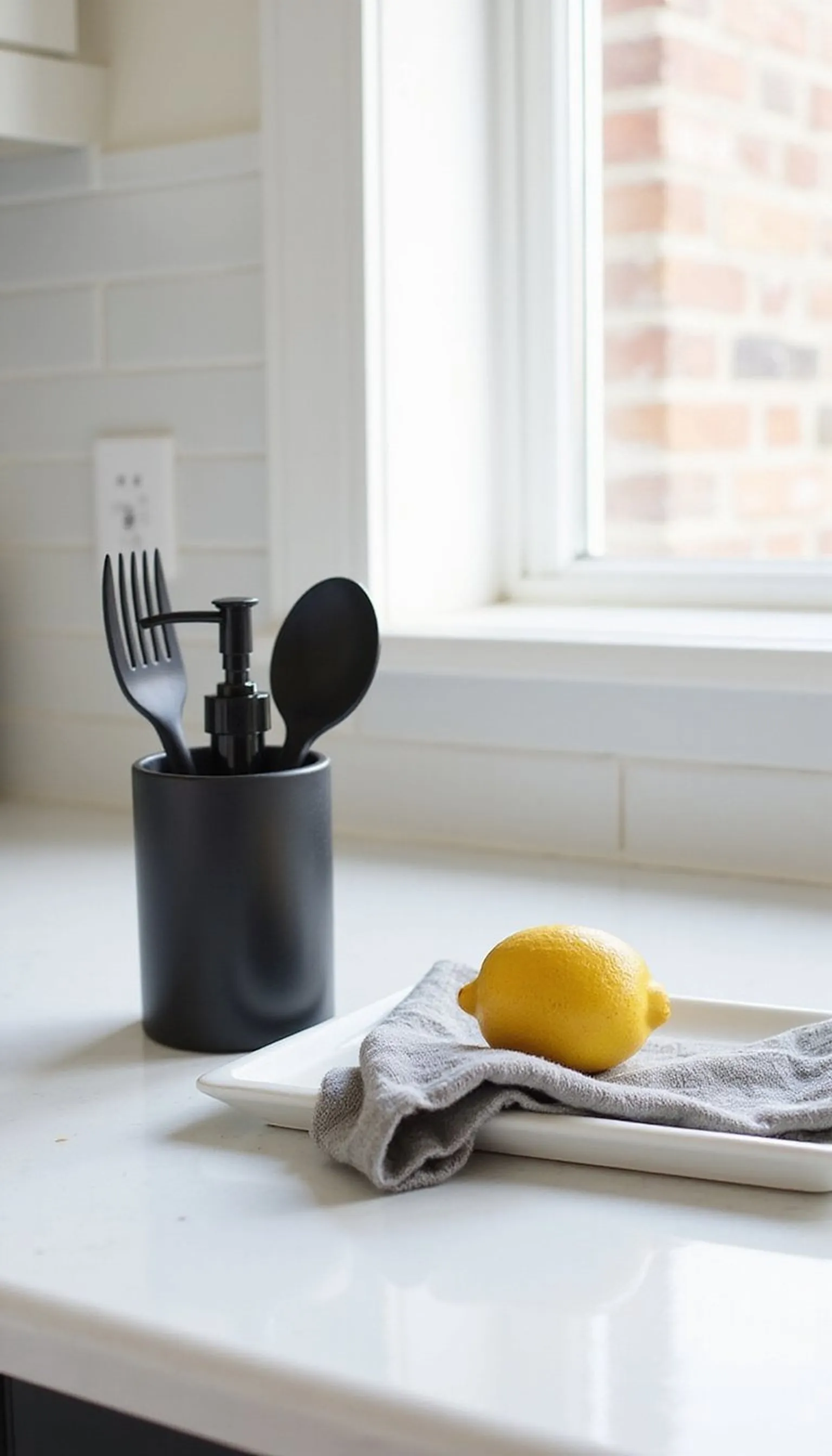 Minimal monochrome: black accents on white counters