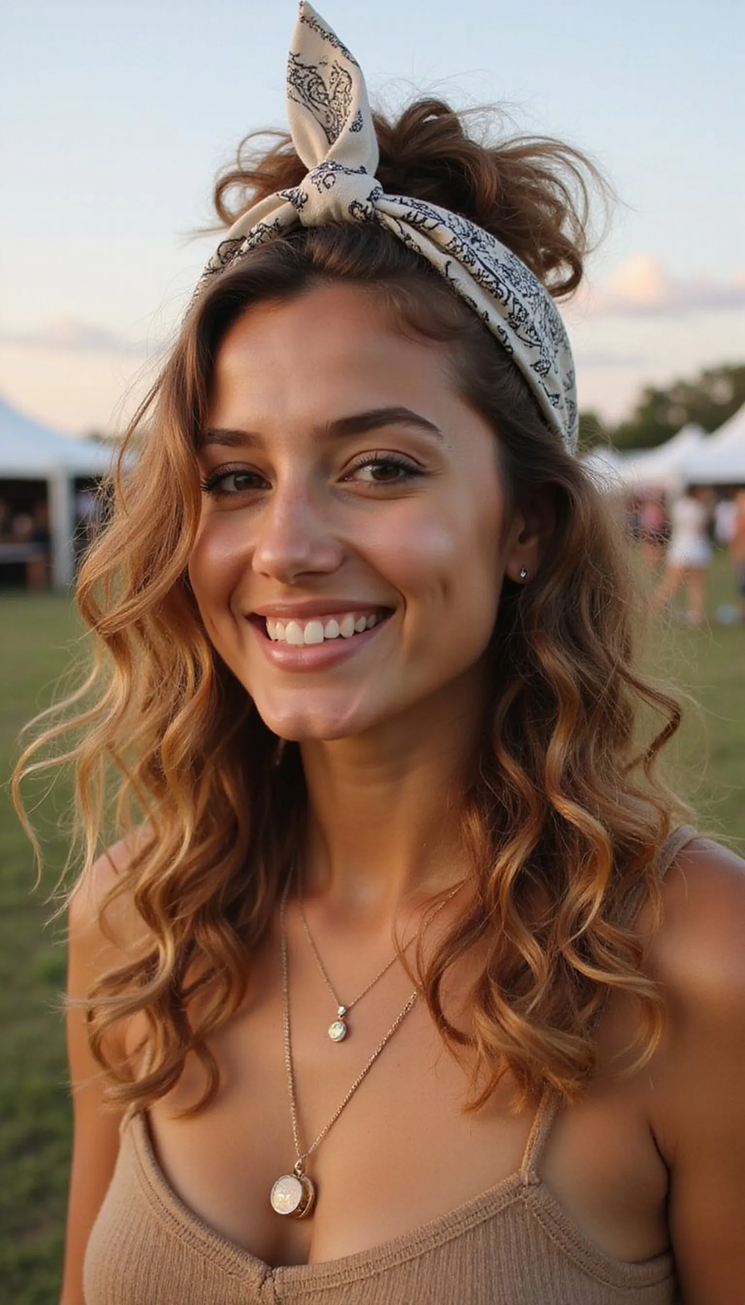 Bandana Half-Up With Loose Curly Ends