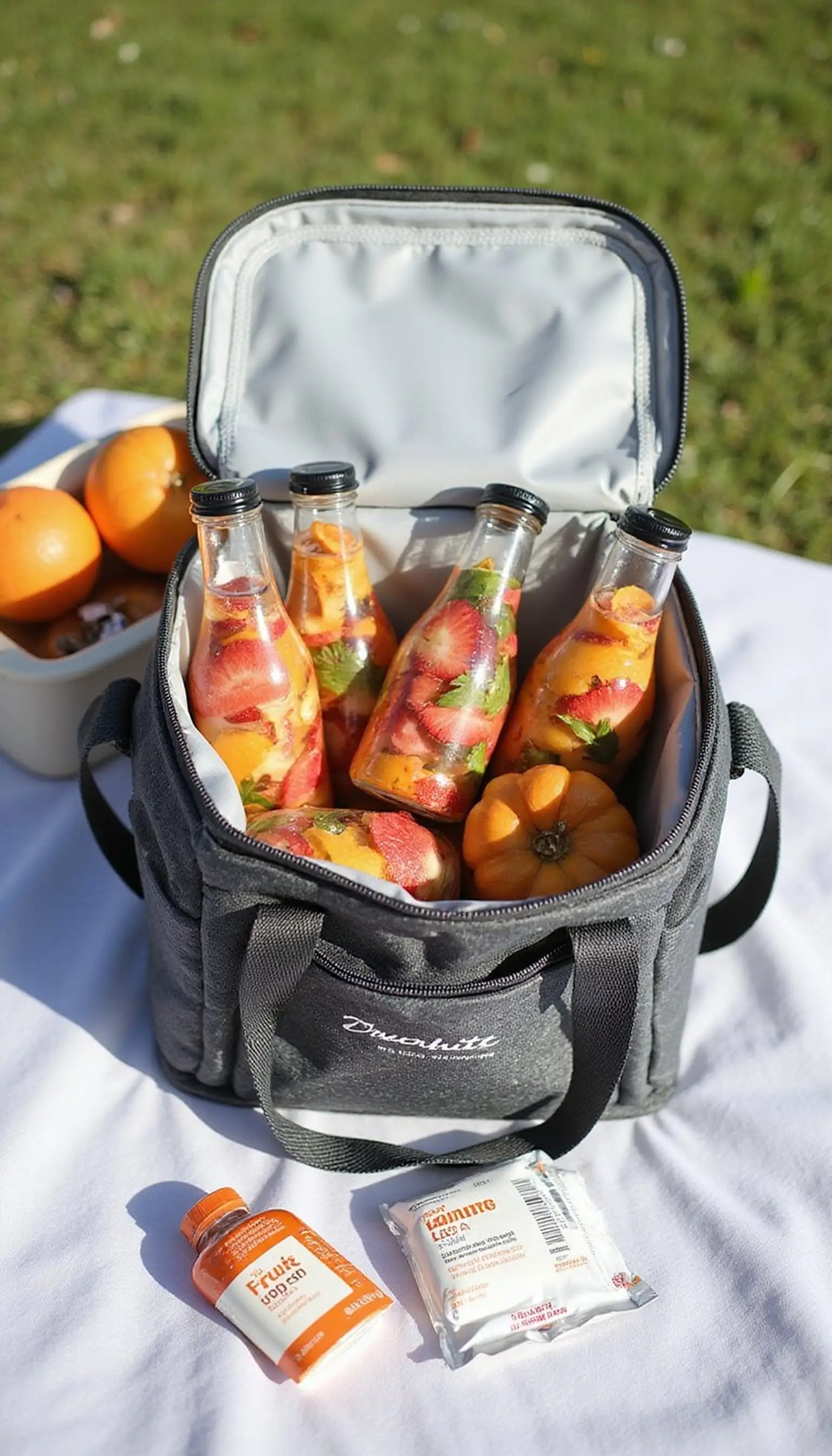 Hydration hub: infused water bottles & cooler