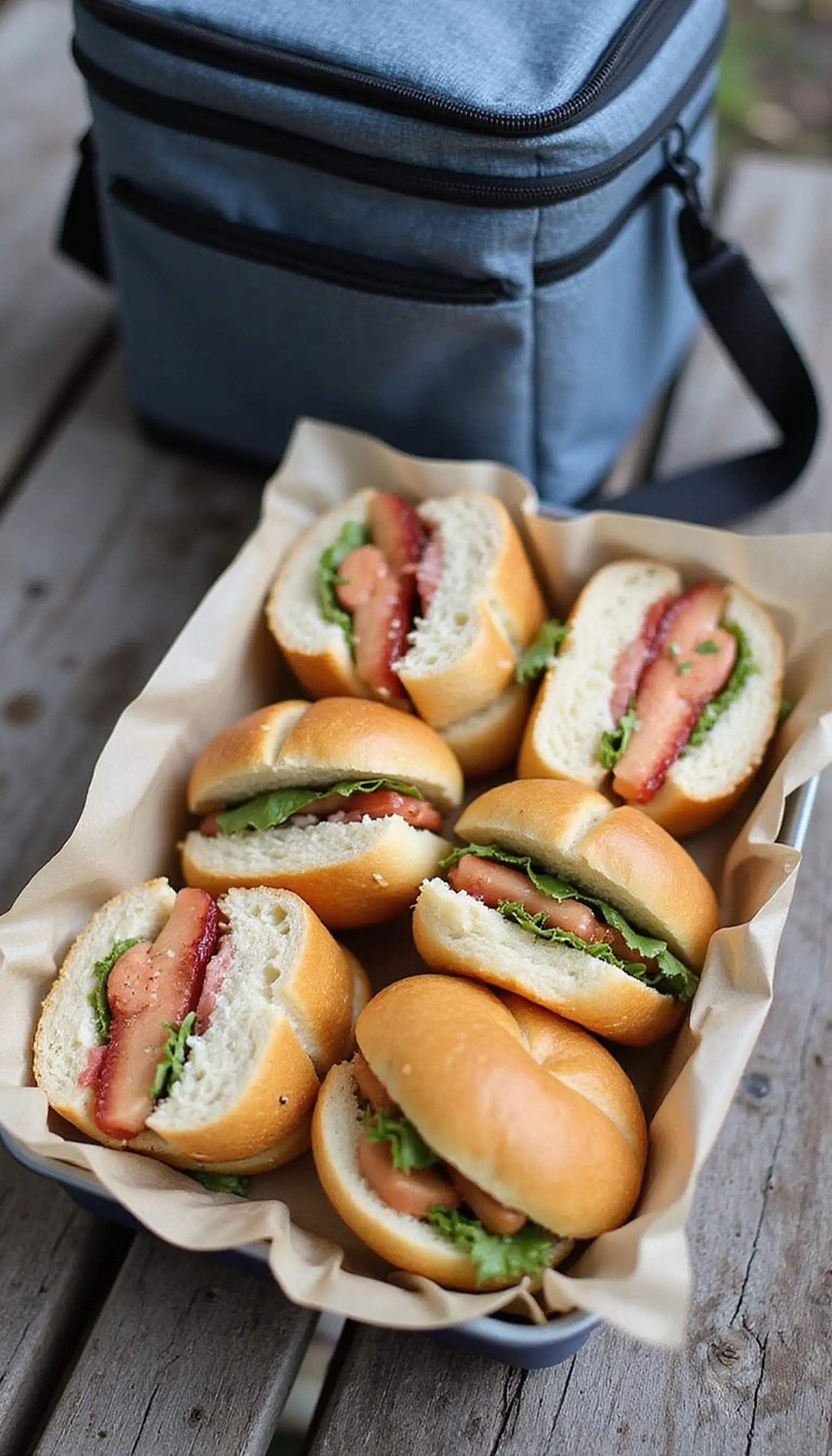 Mini sandwich selection for fast roadside lunch