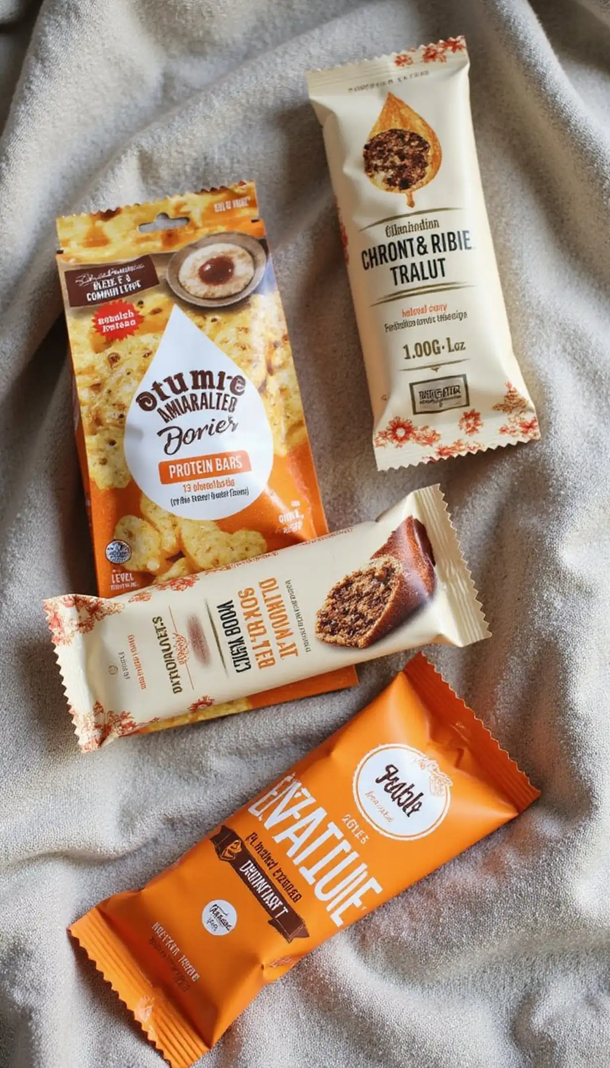 Snack stash: protein bars and electrolyte packs