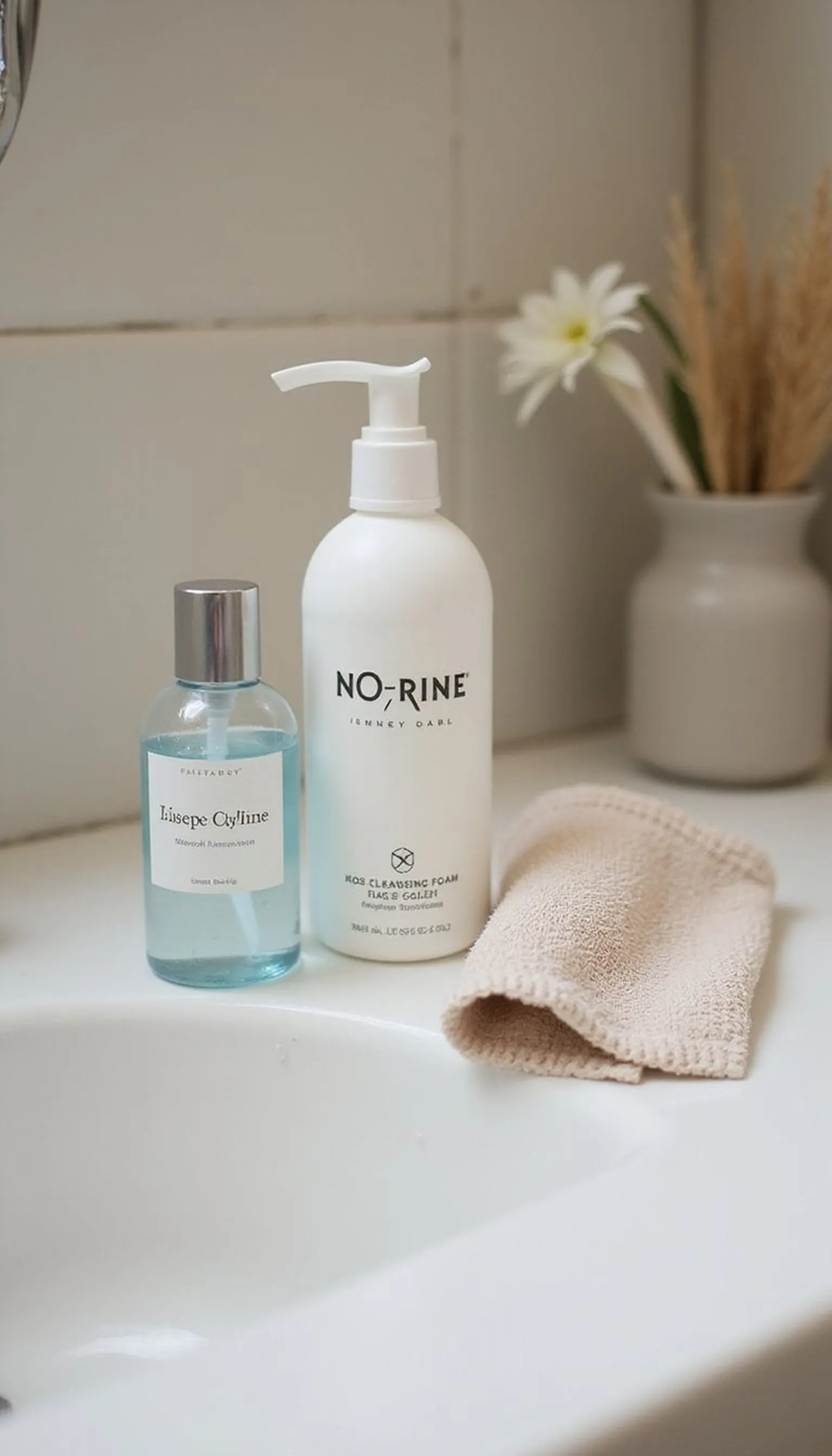 No-rinse facial foam for long travel days
