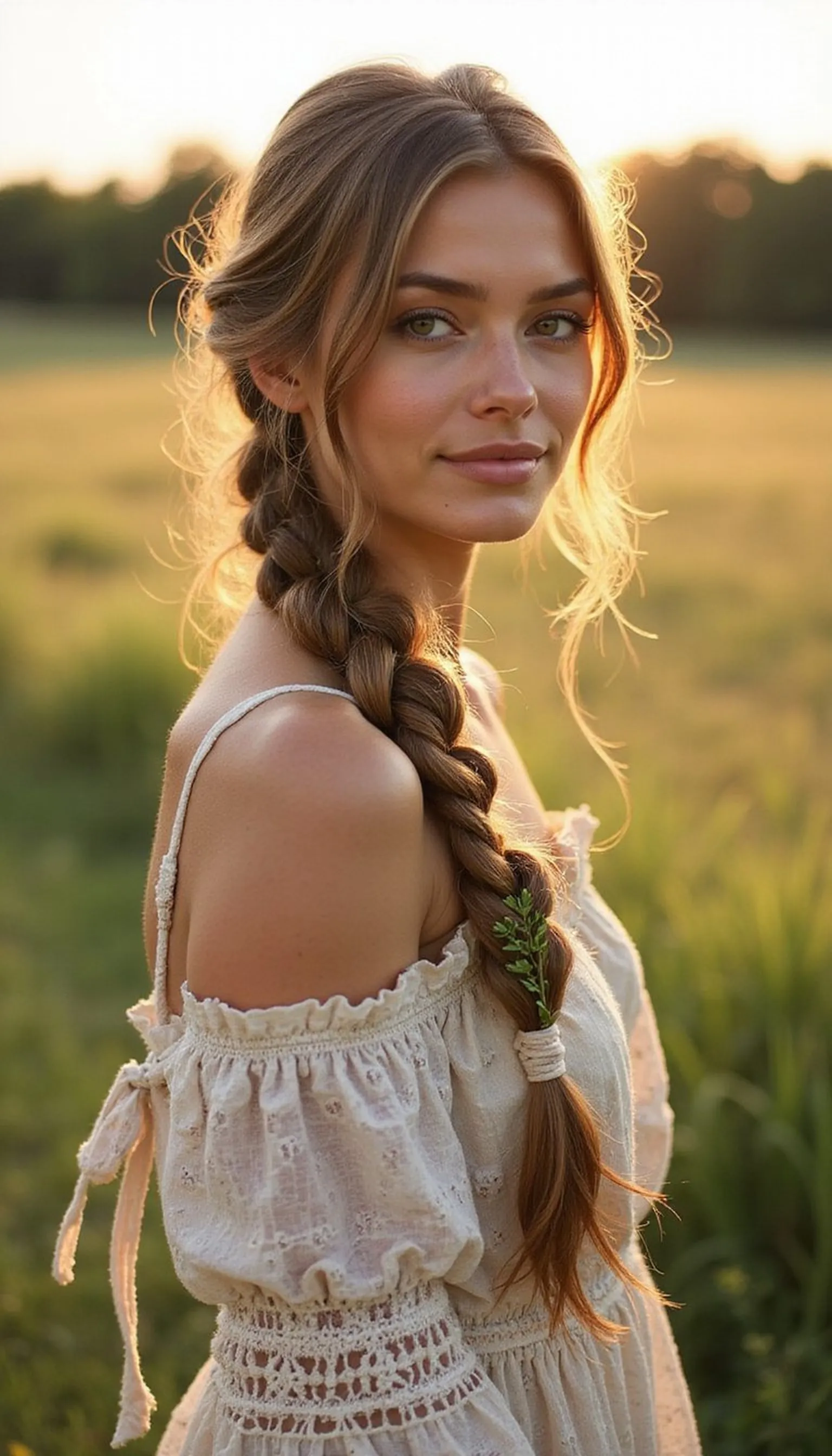 Boho Fishtail Braid With Greenery Accents
