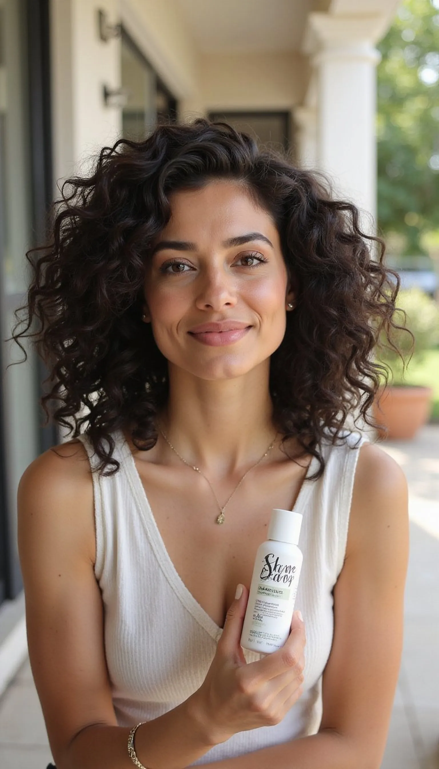Curly Lob With Deep Side Part And Shine