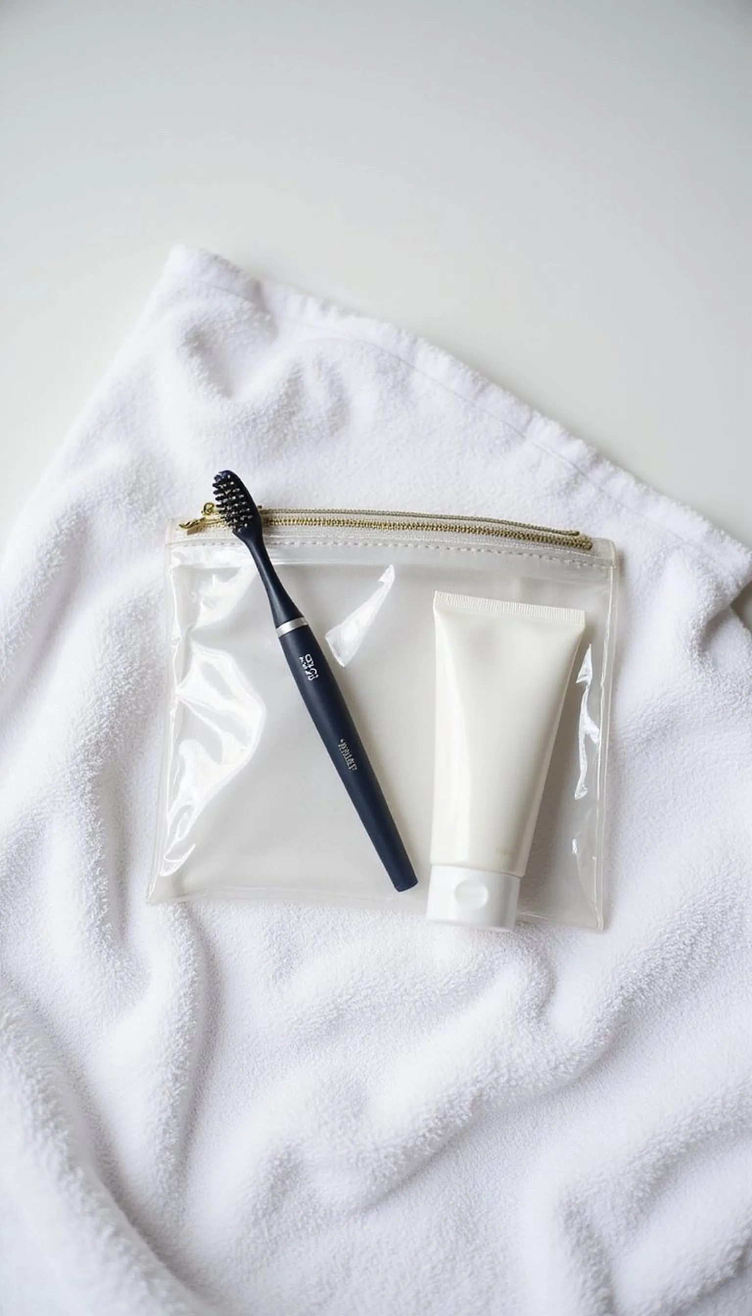 Compact toiletry kit for freshen-ups mid-flight
