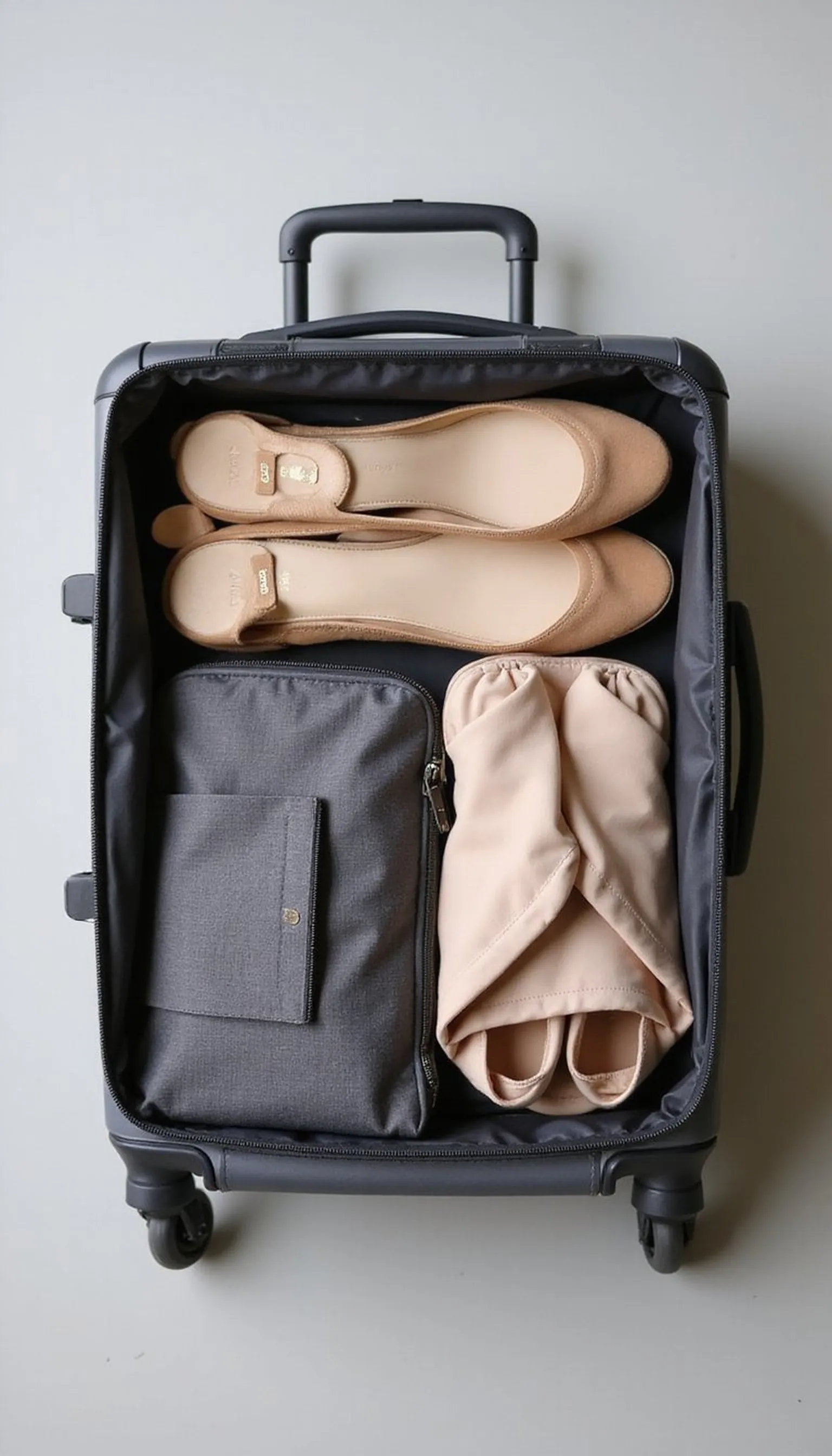 Foldable flats or slip-on shoes for comfort