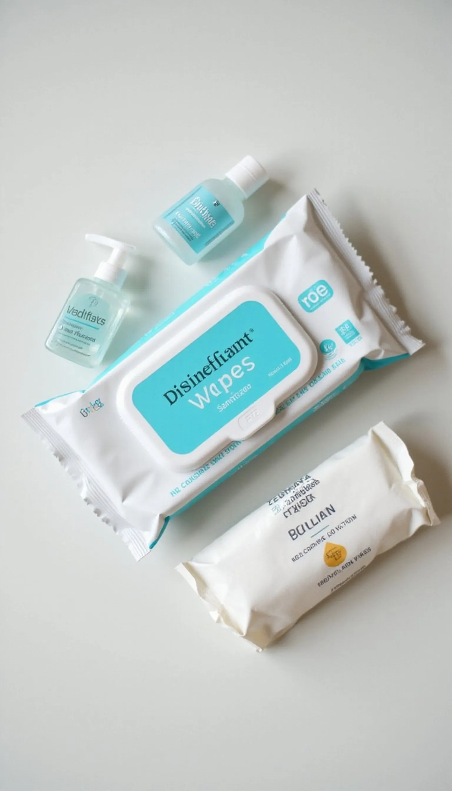 Quick-clean kit: wipes, sanitizer, and tissues