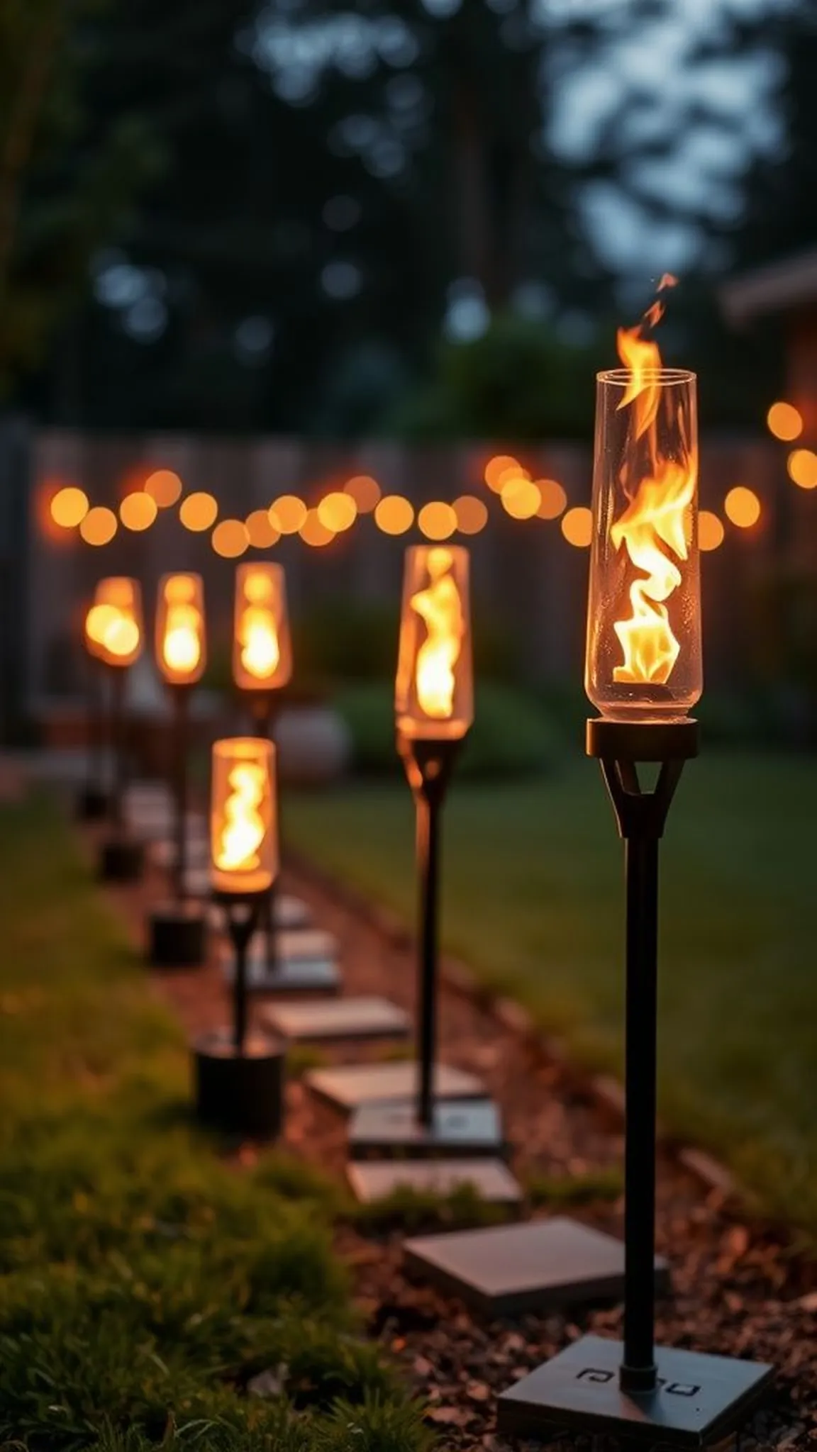 Citronella bottle torches for backyard evenings