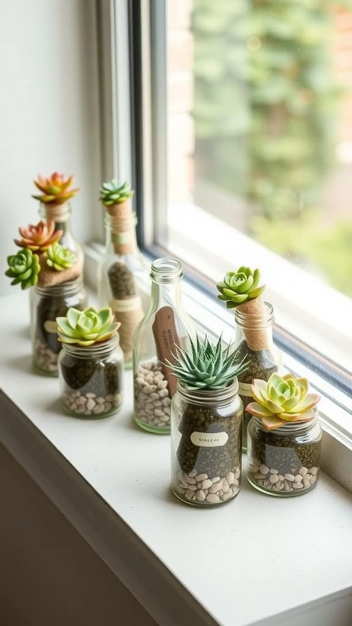 Mini succulent planters from bottle bottoms
