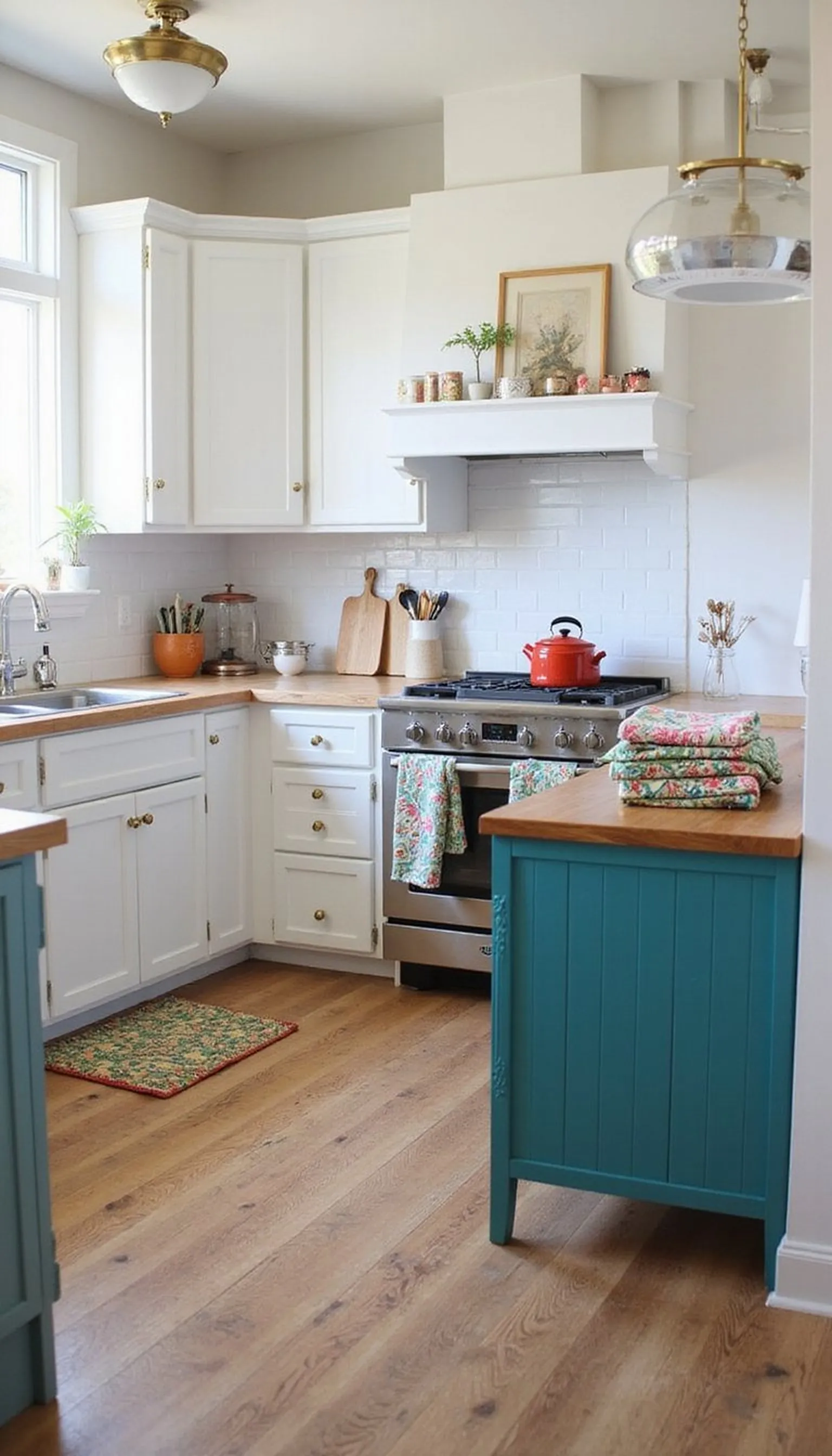 Bold color pop for a memorable rental kitchen