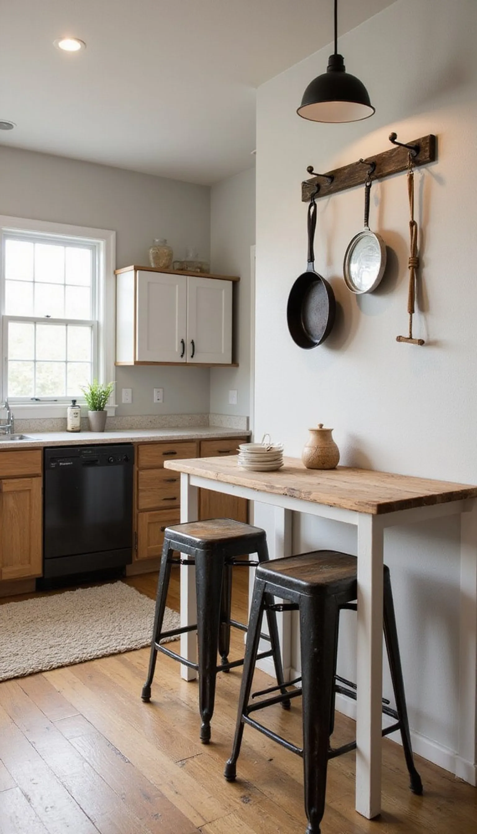 Rustic wood and metal combo for cozy appeal