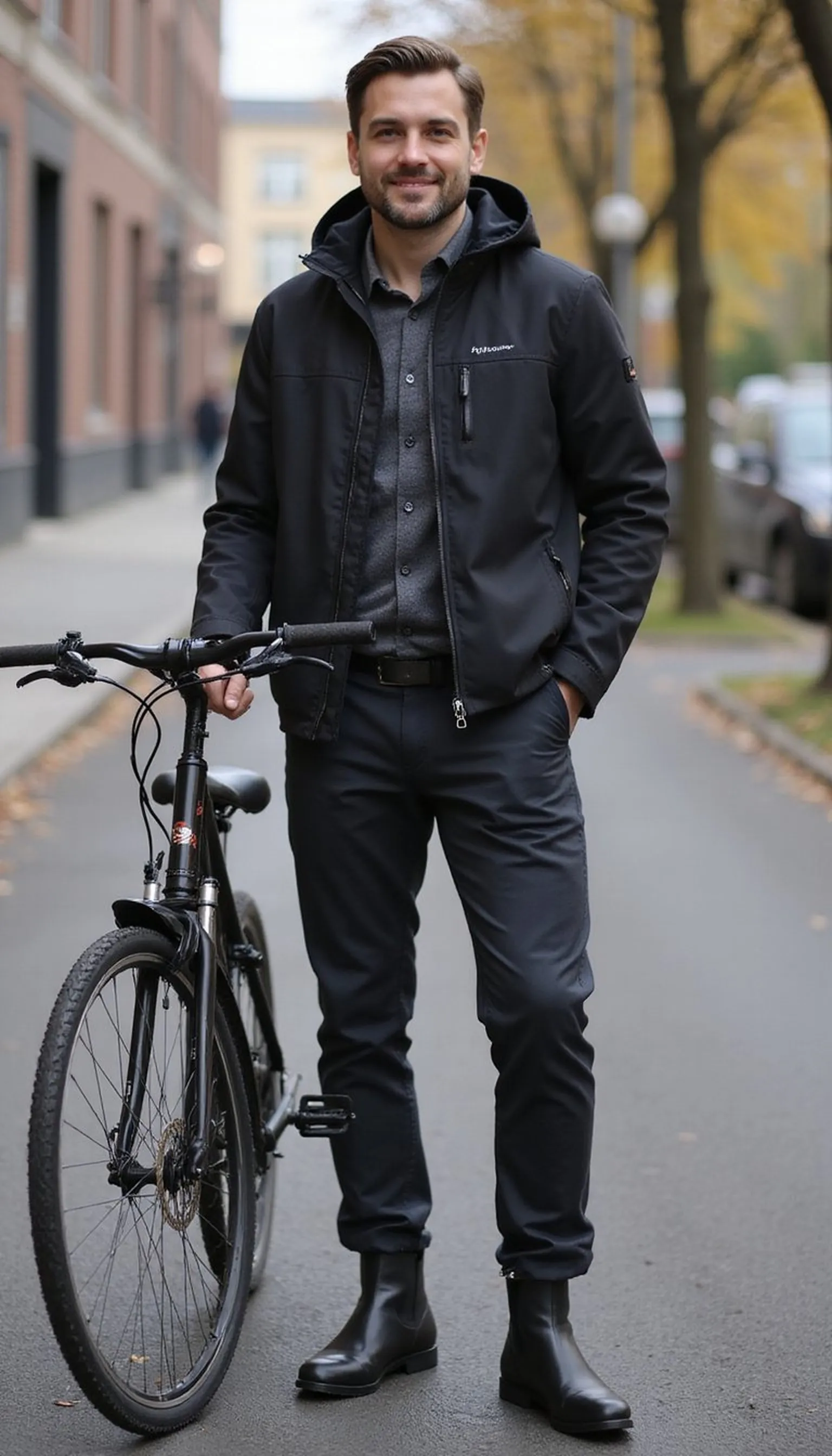 Insulated commuter jacket with dress shirt