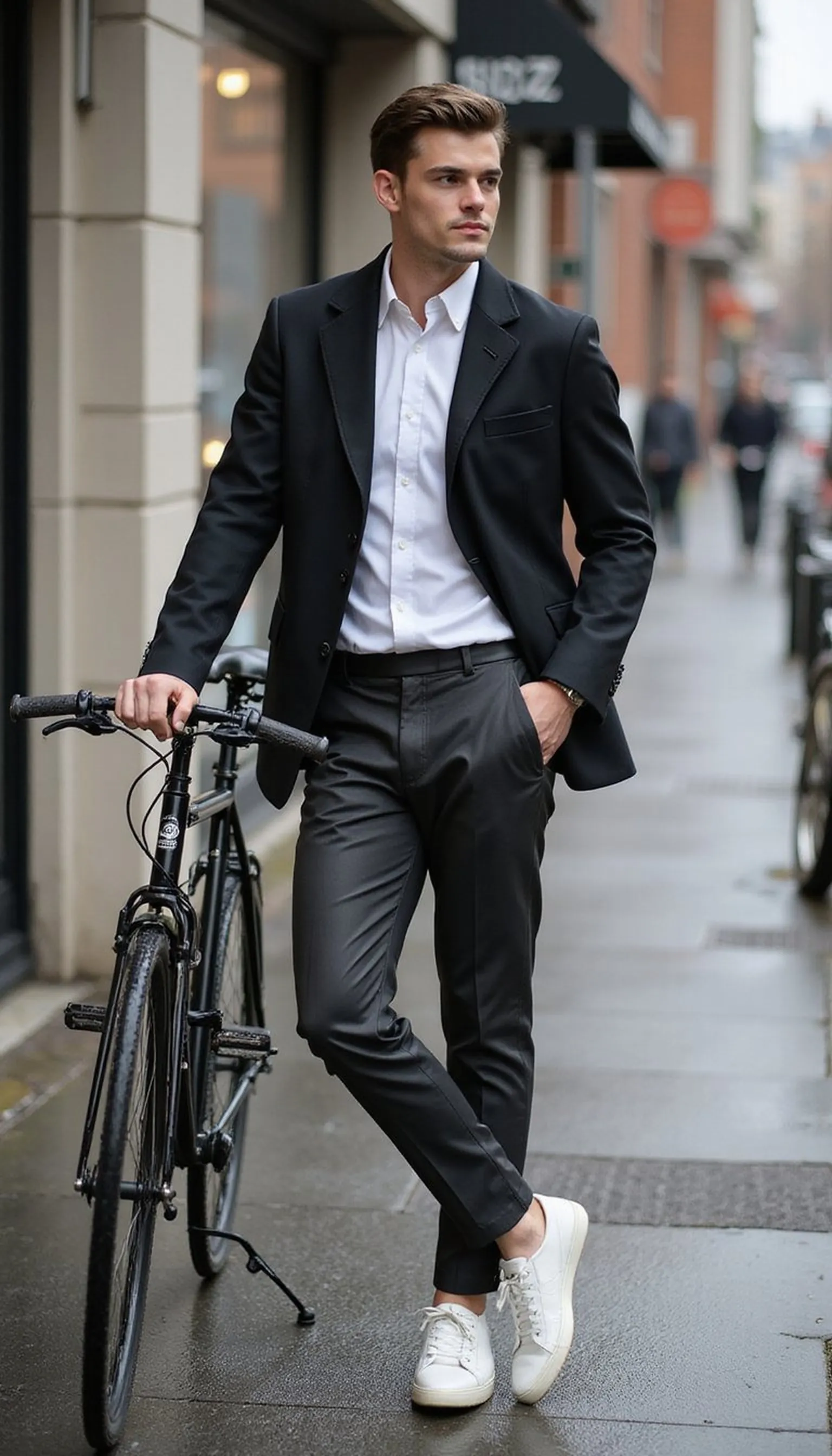 Layered collared shirt with waterproof blazer