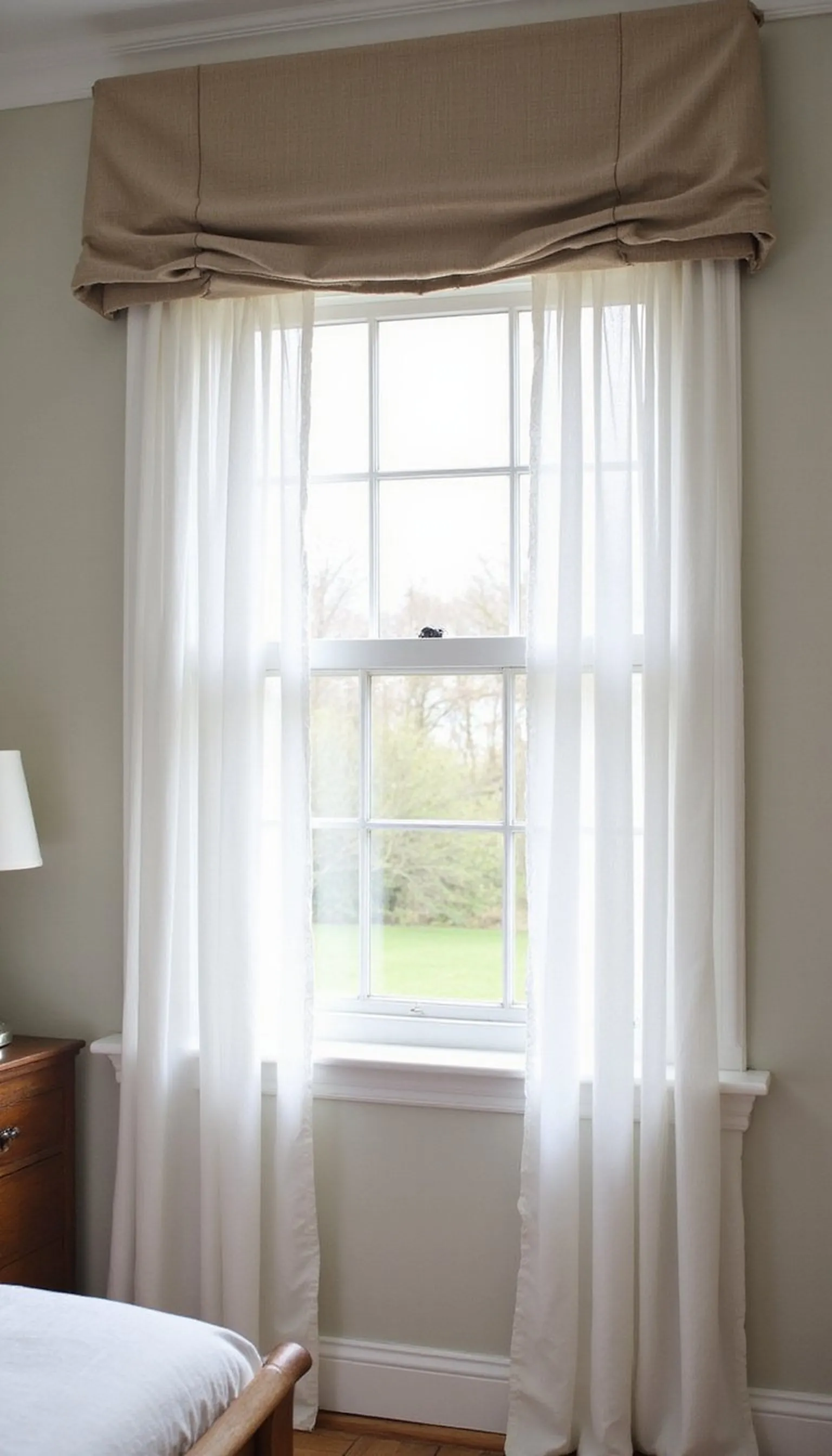 Floating valance and sheers for framed windows