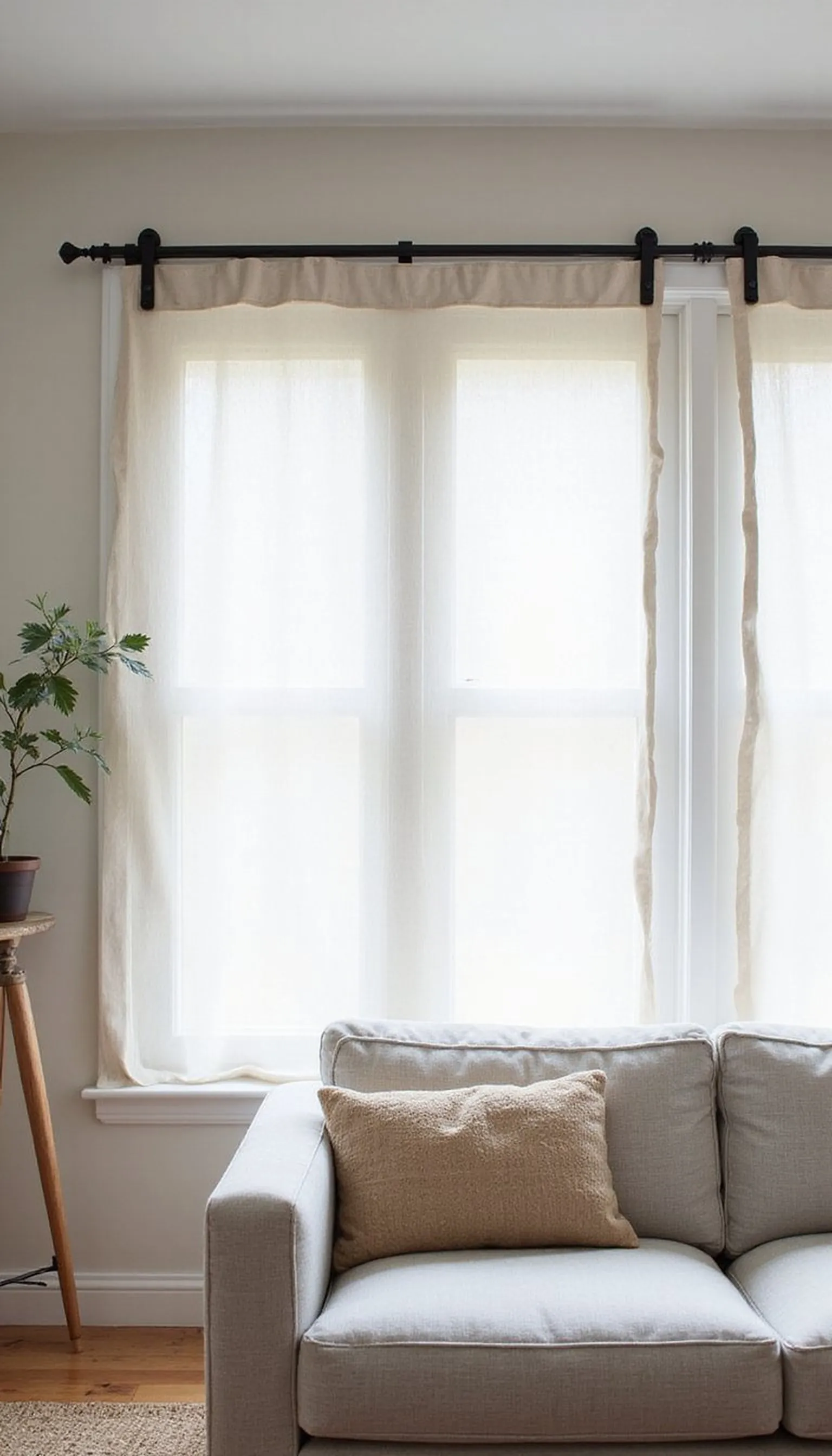 Panel tracks with light linen for modern layers