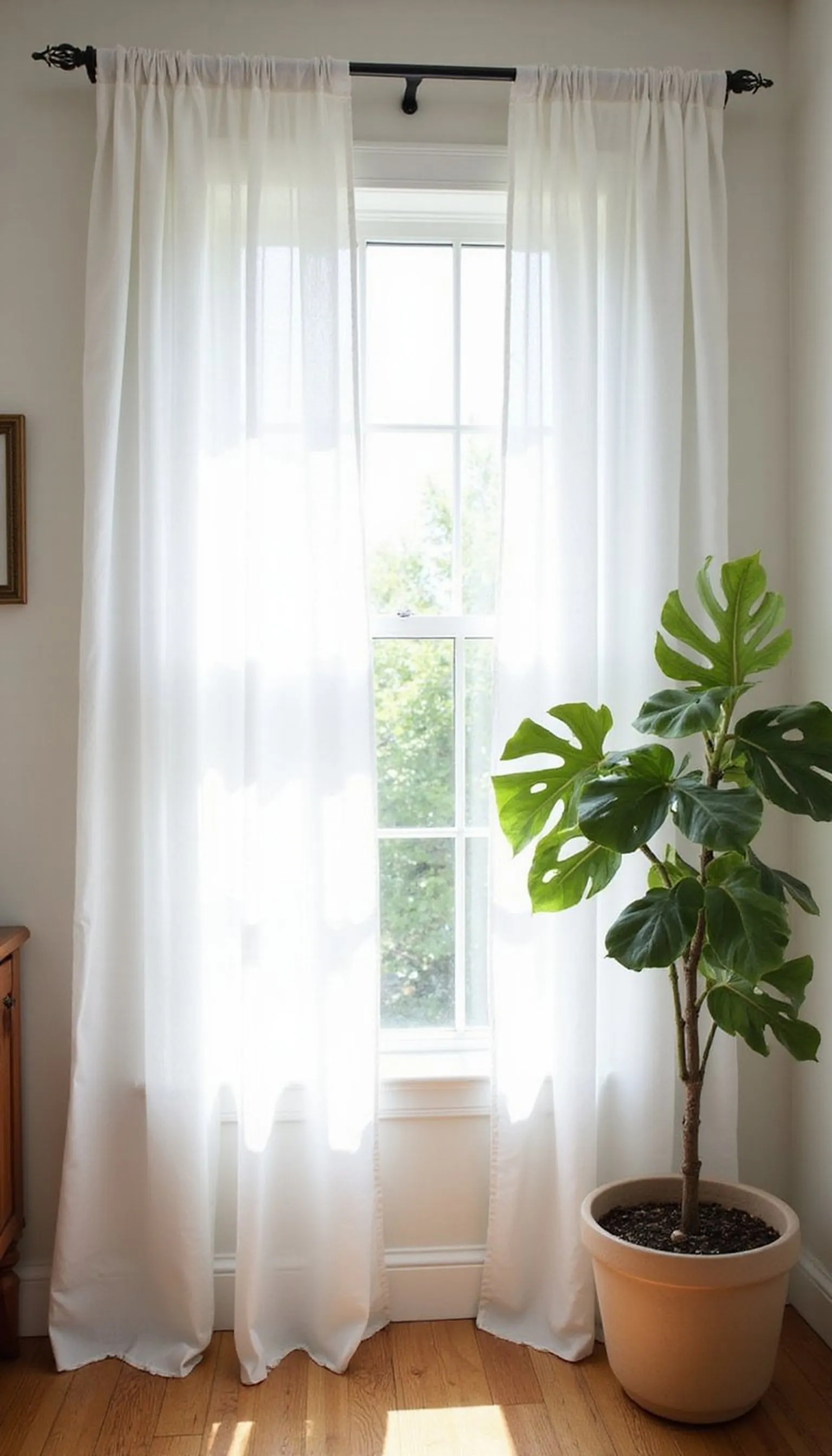 Sheer tension-rod panels for instant soft light
