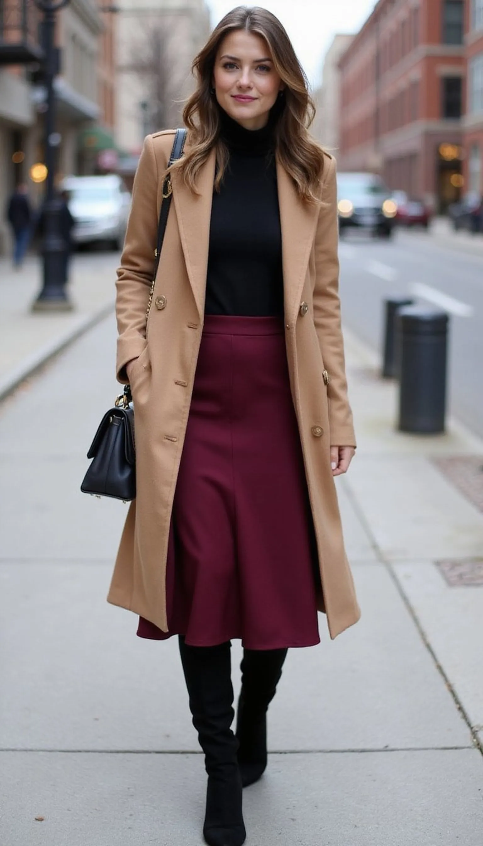 Layered Fall Look With Turtleneck and Coat