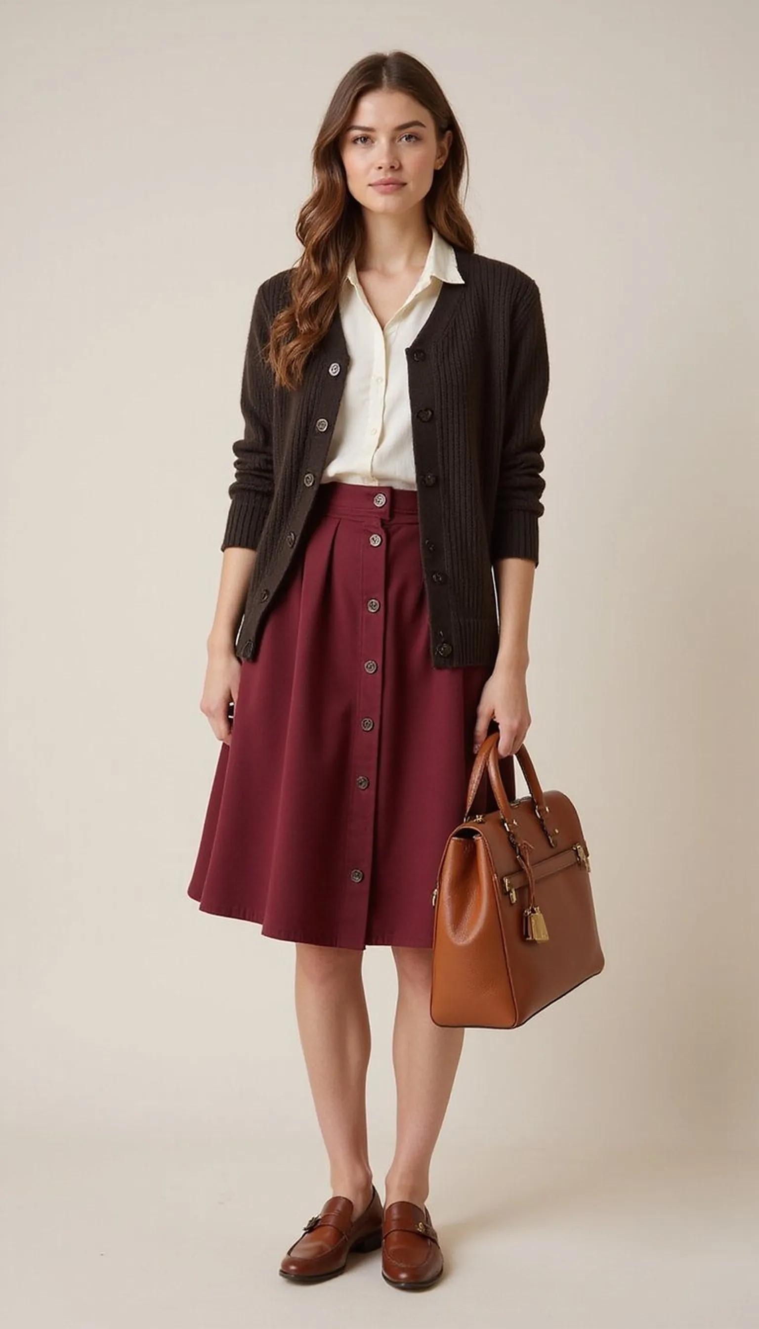 Preppy Vibes With a Buttoned Cardigan