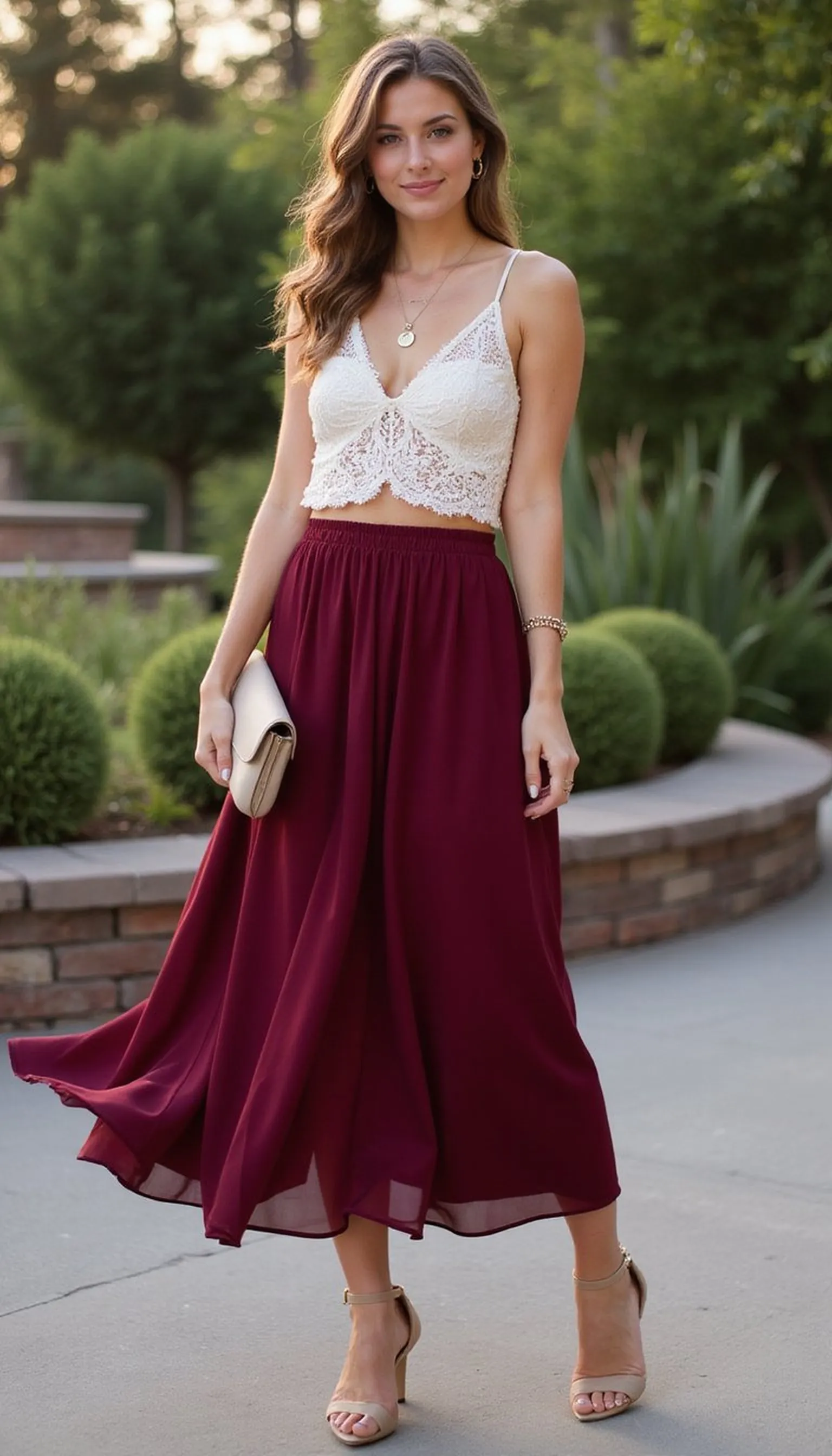 Soft Romantic: Lace Top and Flowing Skirt