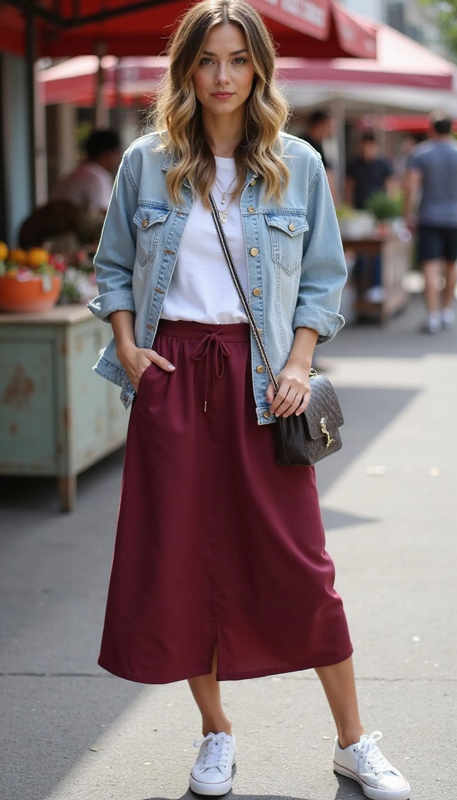Weekend Market Outfit With Denim Jacket
