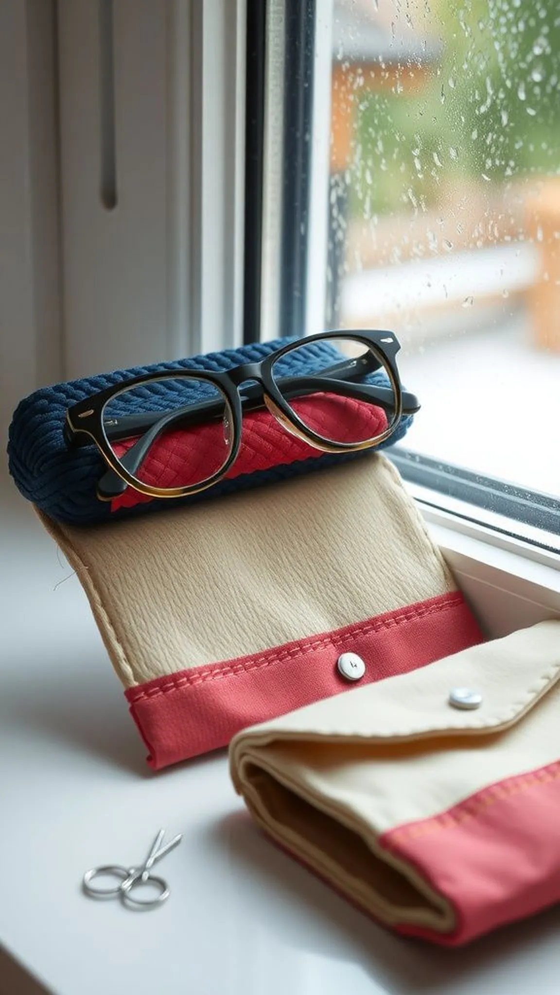 Color-block eyeglass case with soft lining