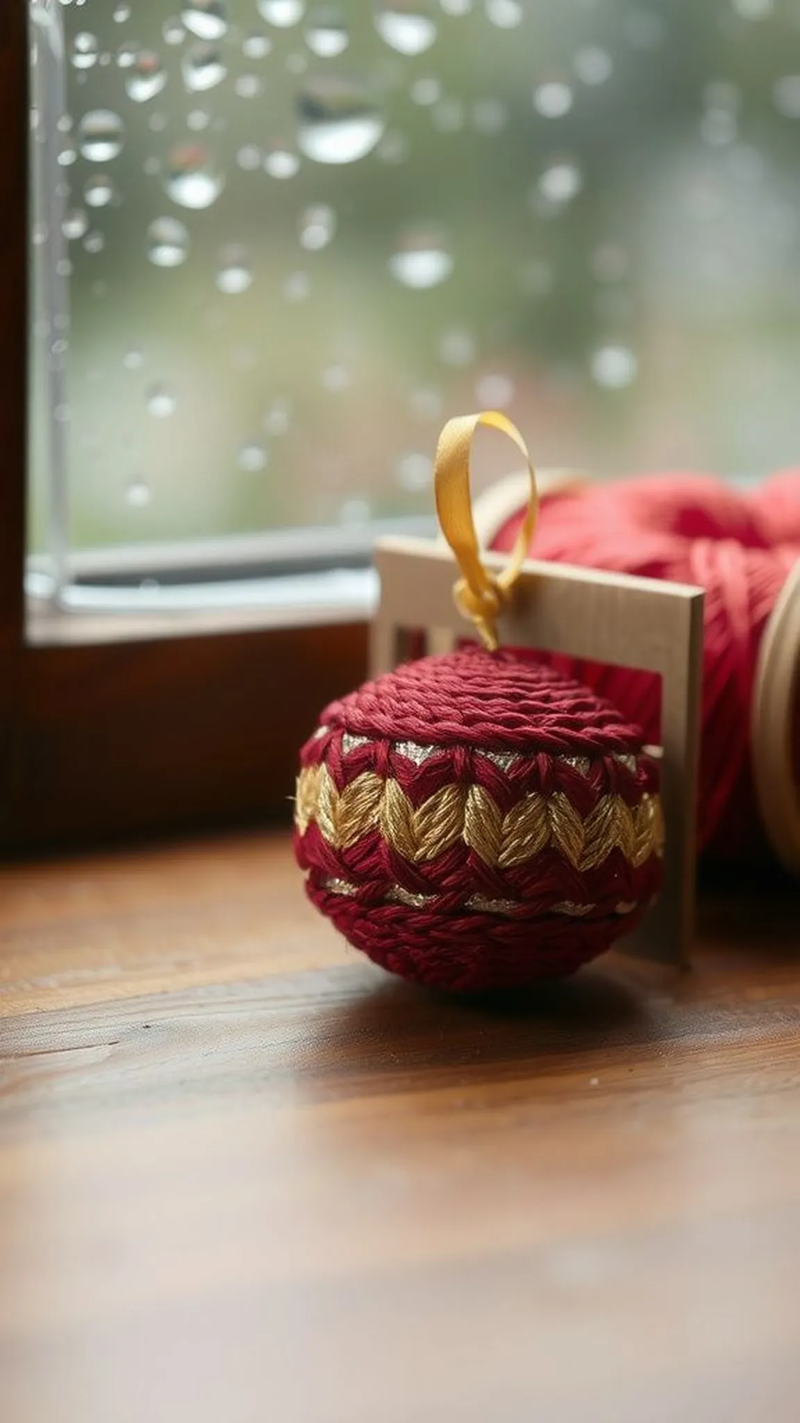 Holiday ornament tiny tapestry with sparkles