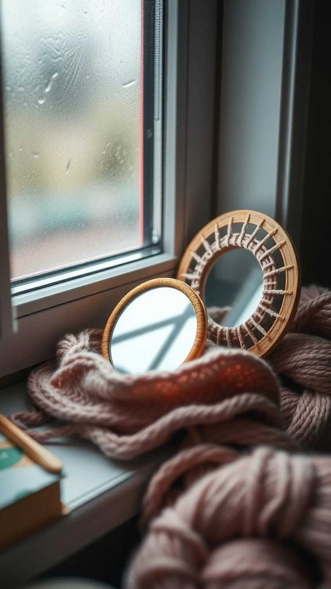 Rainy-afternoon pocket mirror cozy with loop
