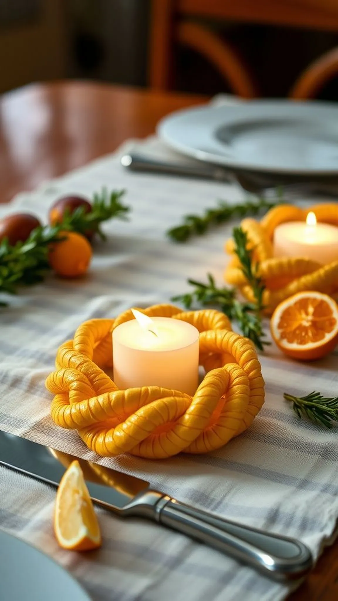 Braided Peel Ring Candle Holders for tables