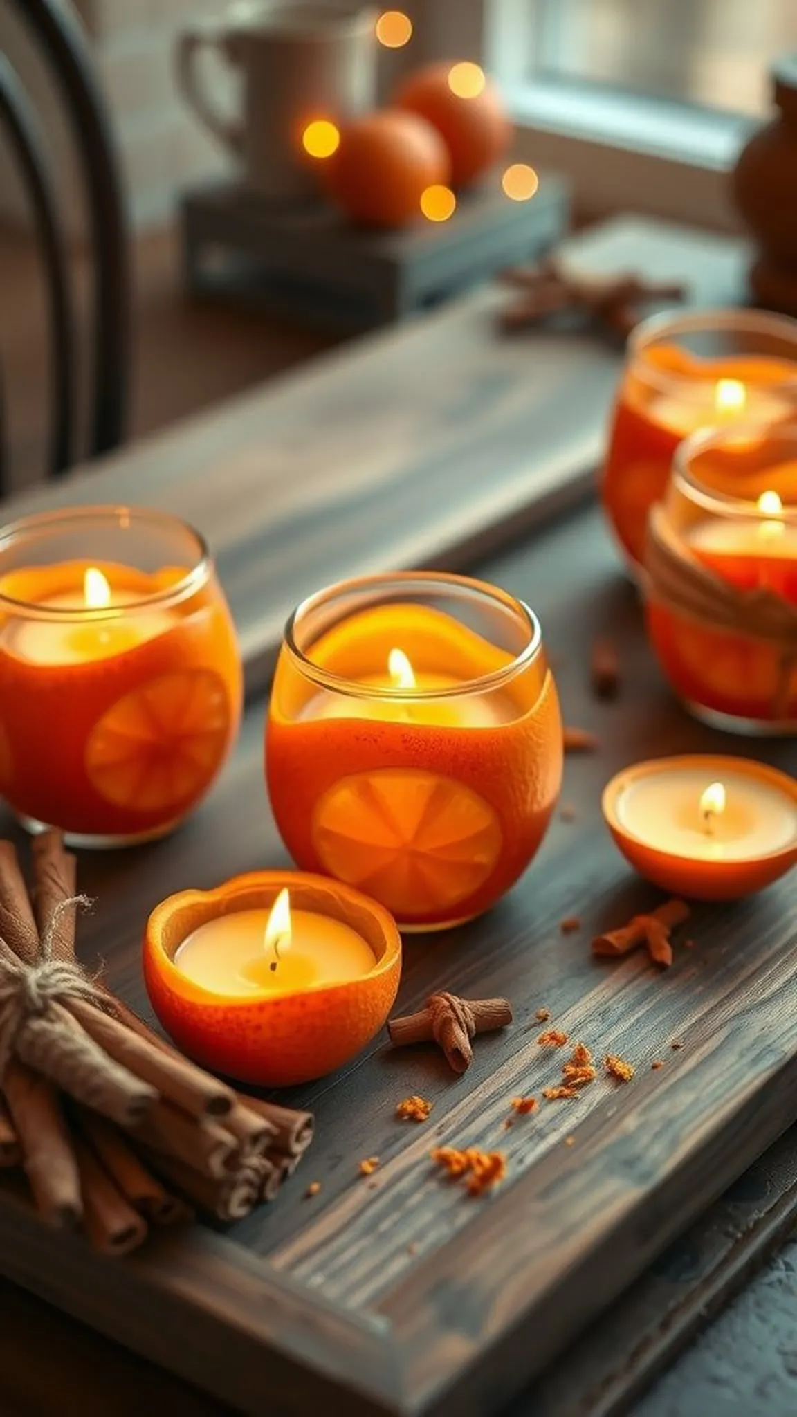 Cinnamon-Spiced Citrus Holders with warm aroma