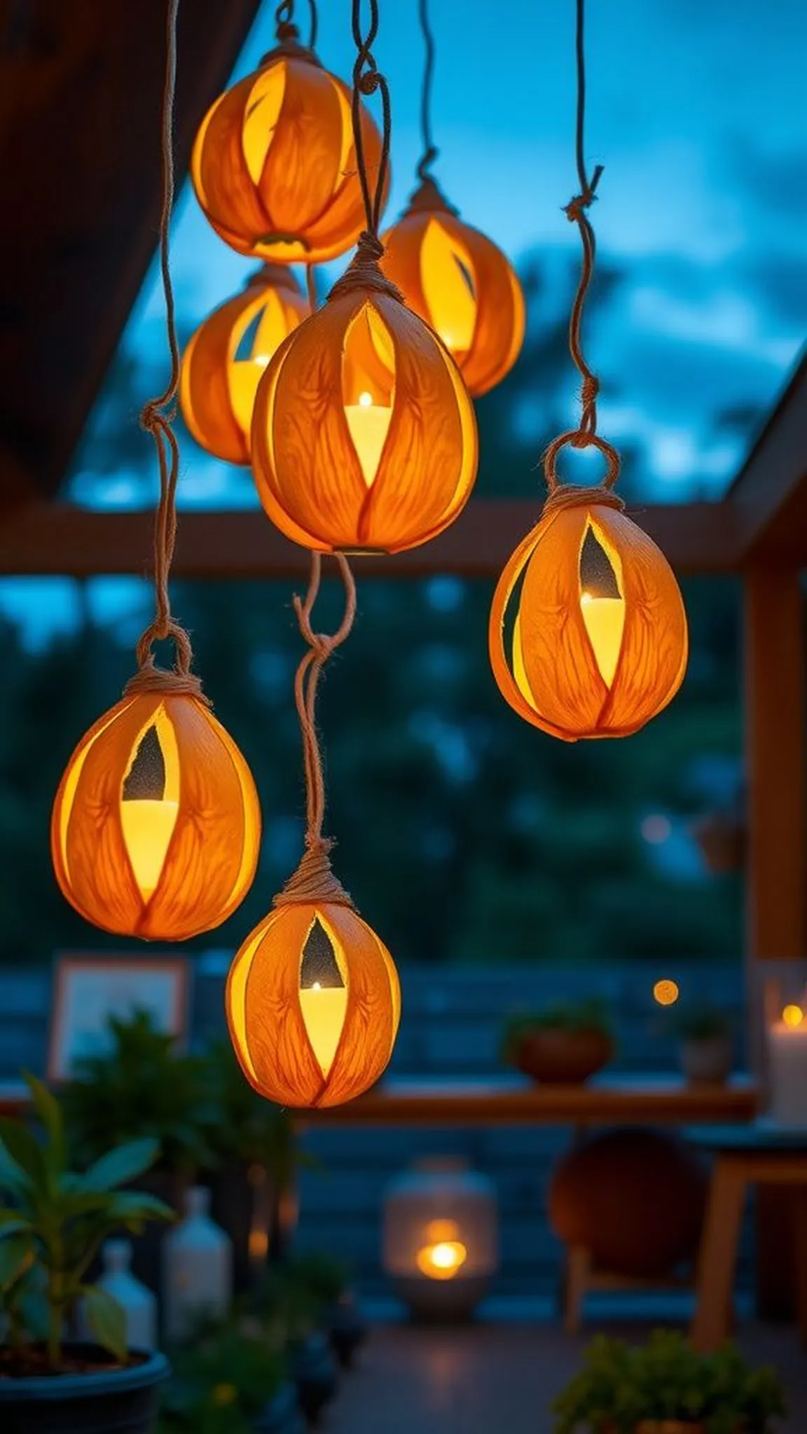 Citrus Peel Hanging Lanterns for porch evenings