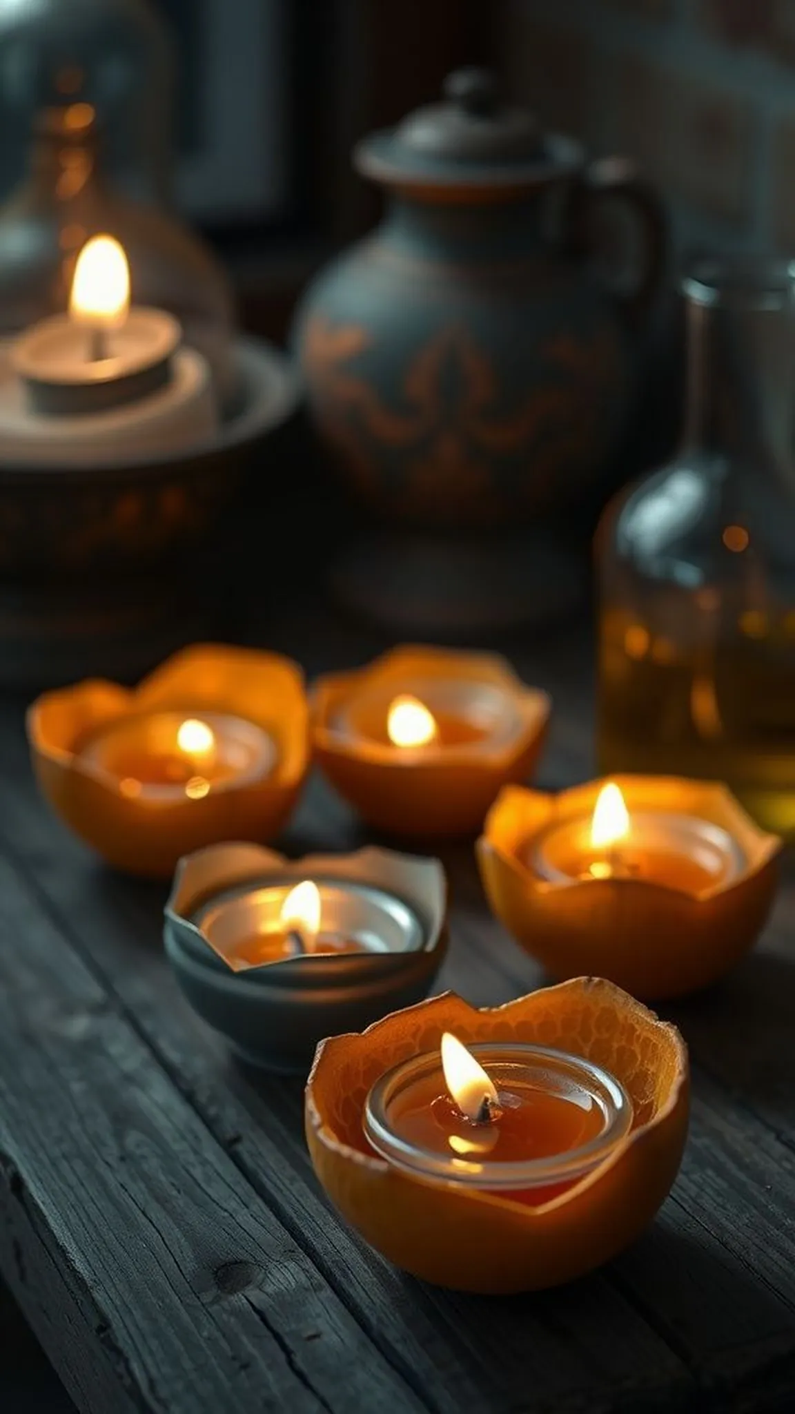 Citrus Peel Oil Lamps for subtle amber flame