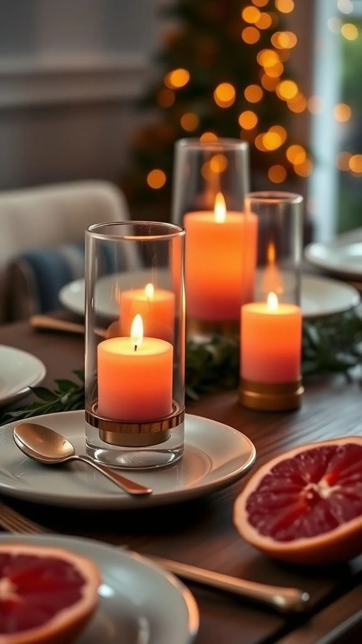 Grapefruit Lanterns for mellow dining table light