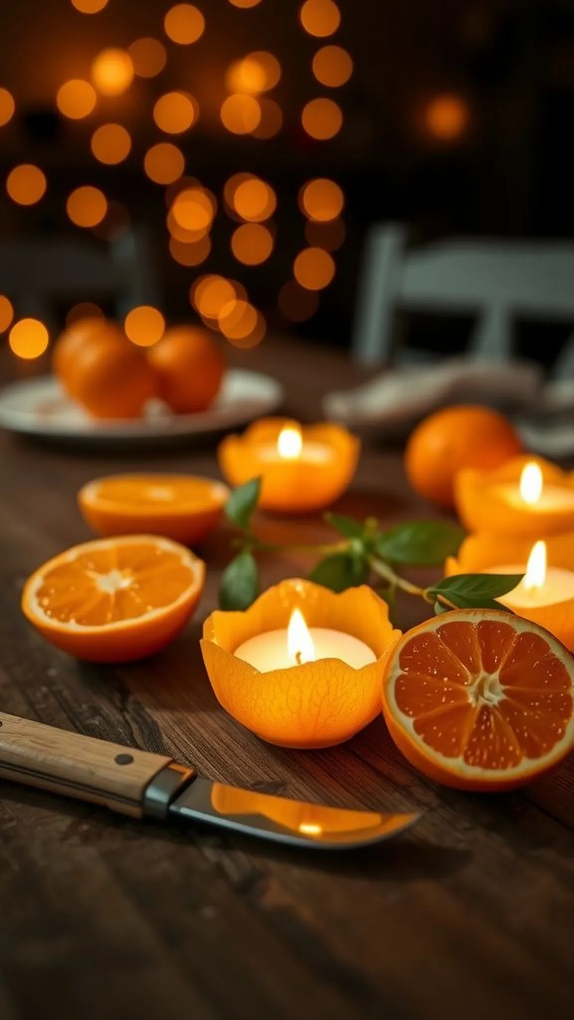 Orange Peel Tea Light Votives with warm glow