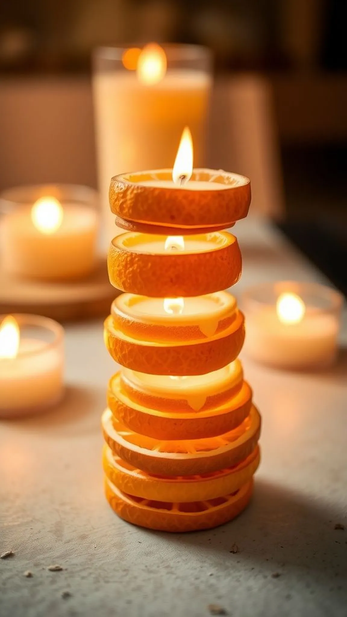 Stacked Peel Votives for layered candlelight effect