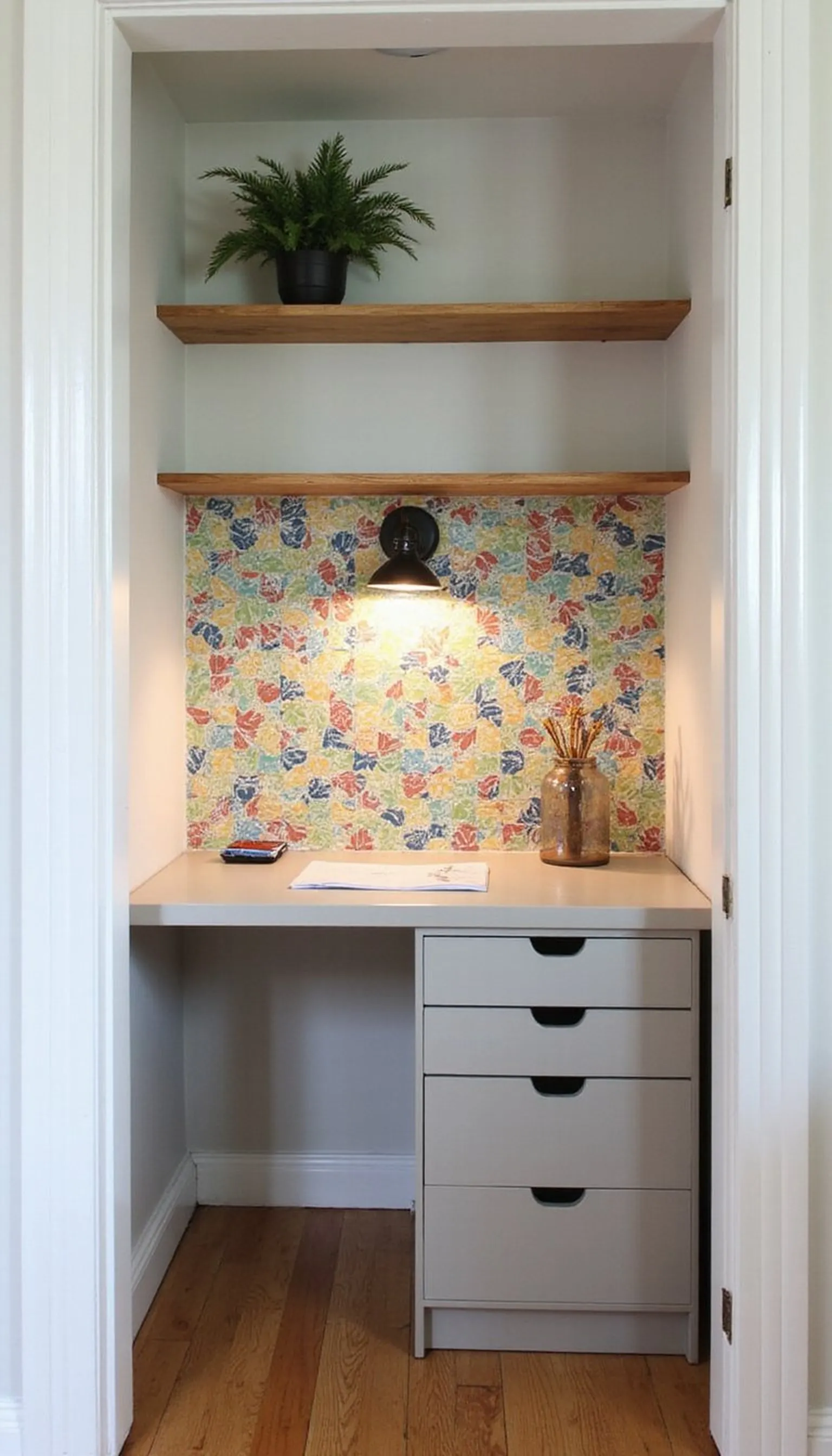 Colorful peel-and-stick backsplash, no paint required