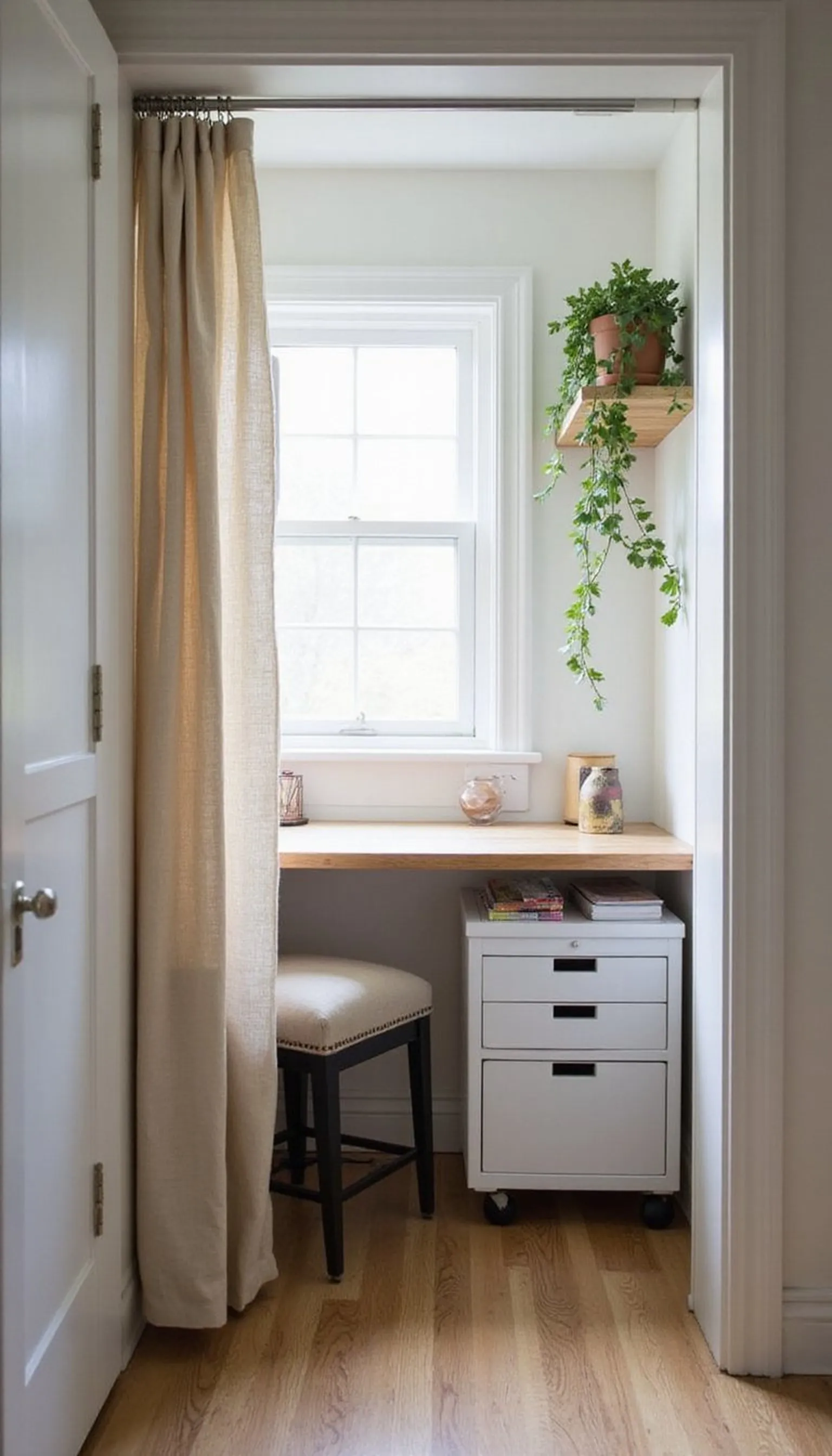 Hide the office behind a linen curtain